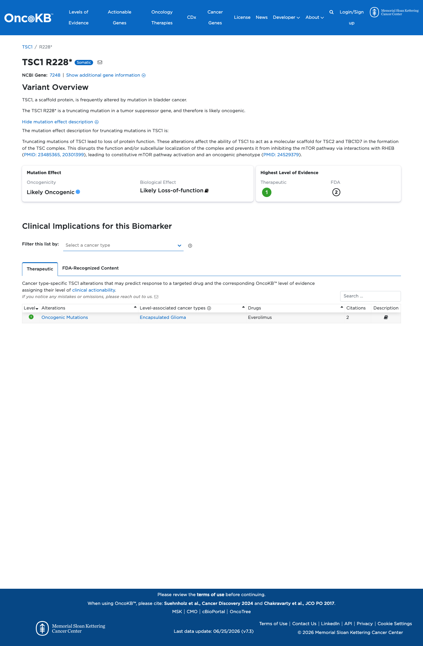 Functional / OncoKB screenshot