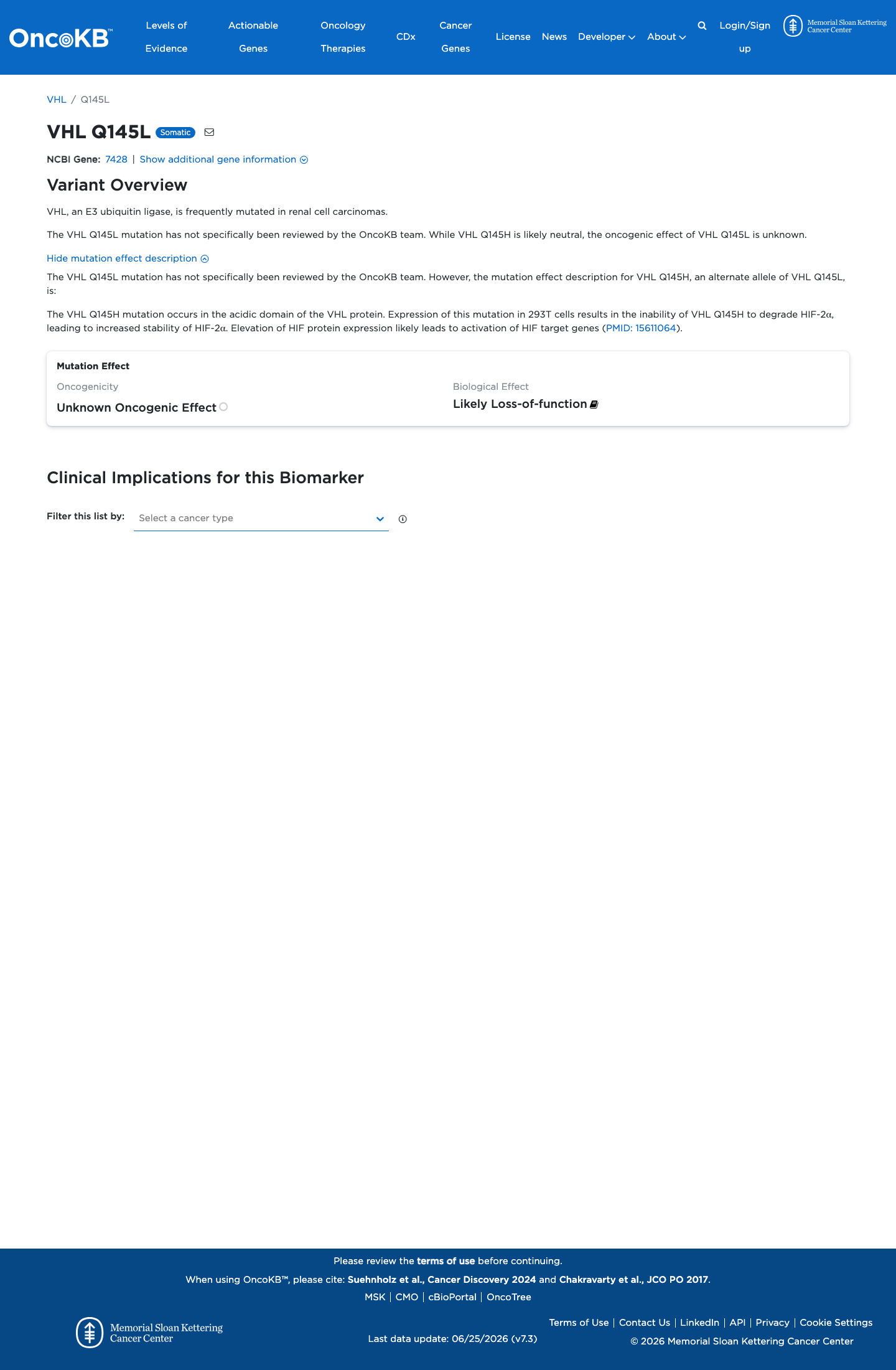 Functional / OncoKB screenshot