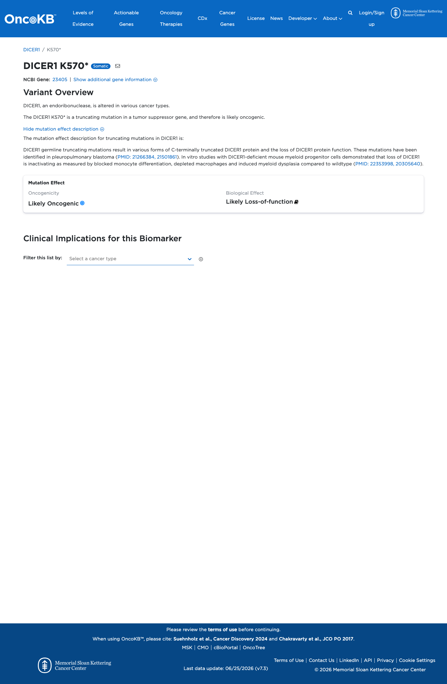 Functional / OncoKB screenshot