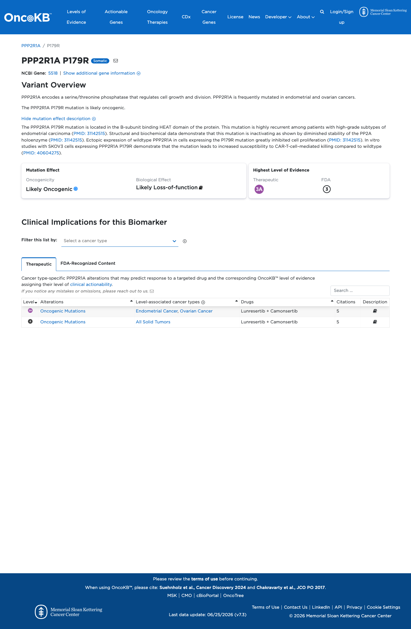 Functional / OncoKB screenshot
