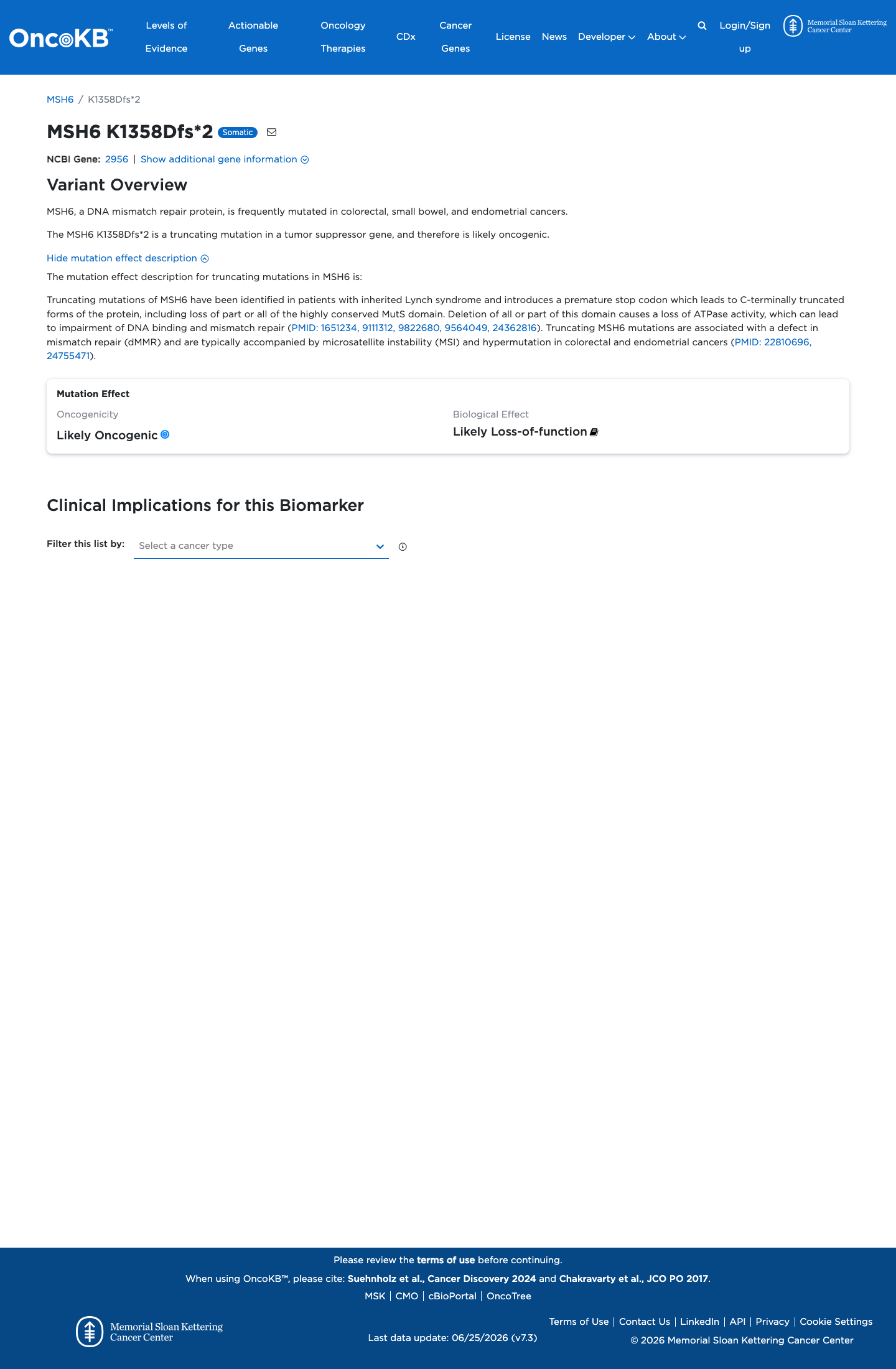 Functional / OncoKB screenshot