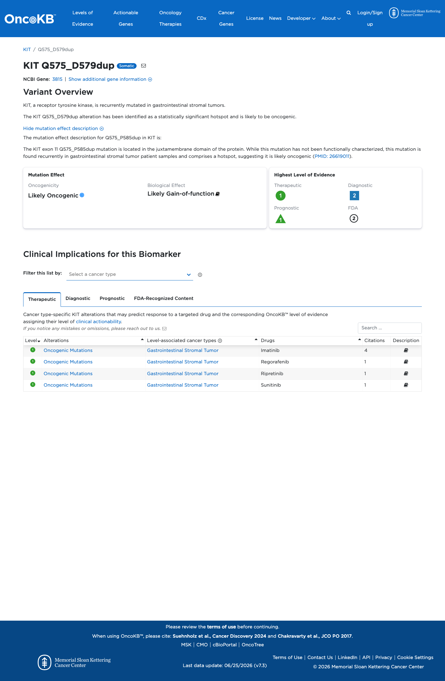 Functional / OncoKB screenshot