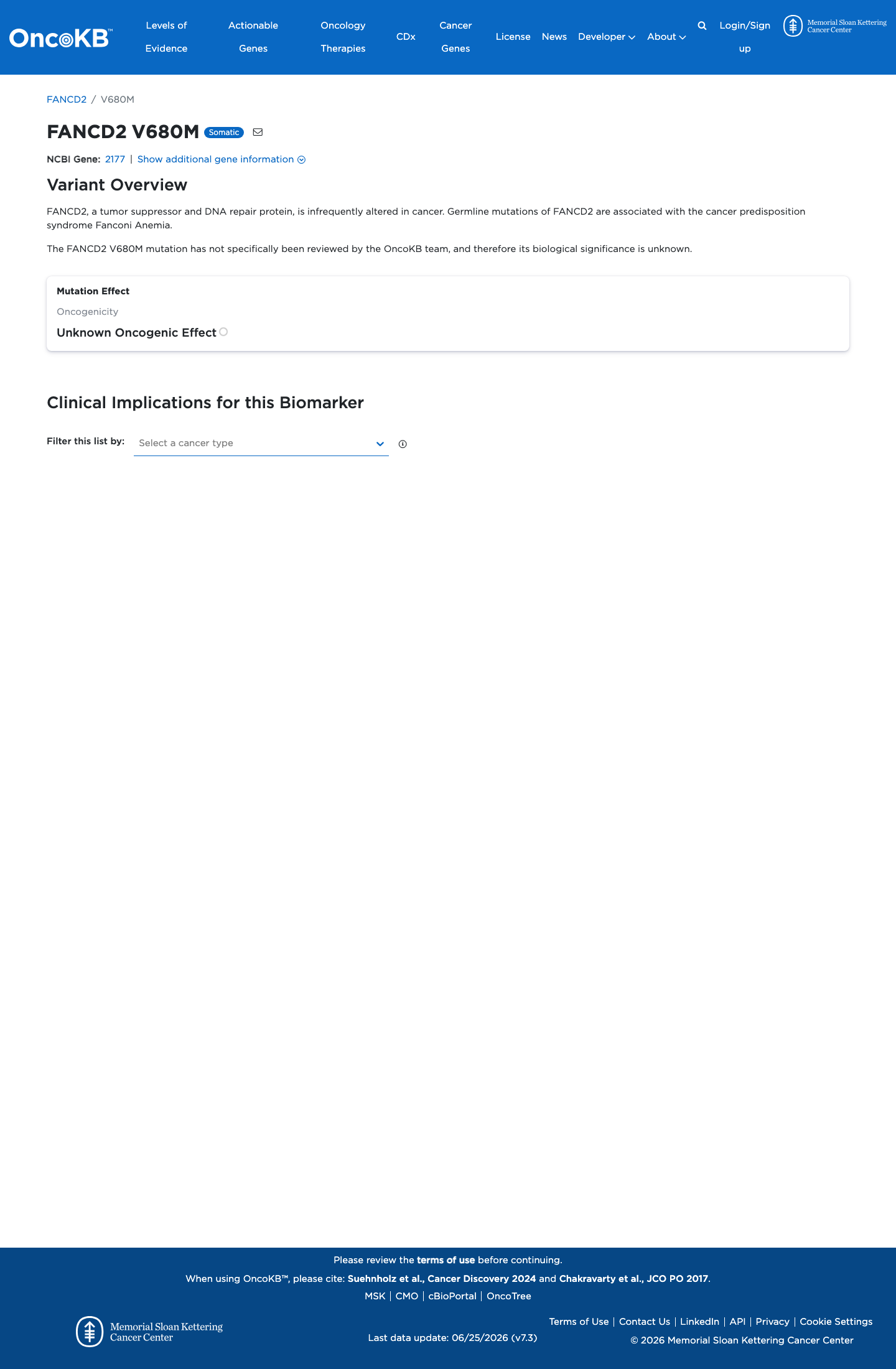 Functional / OncoKB screenshot