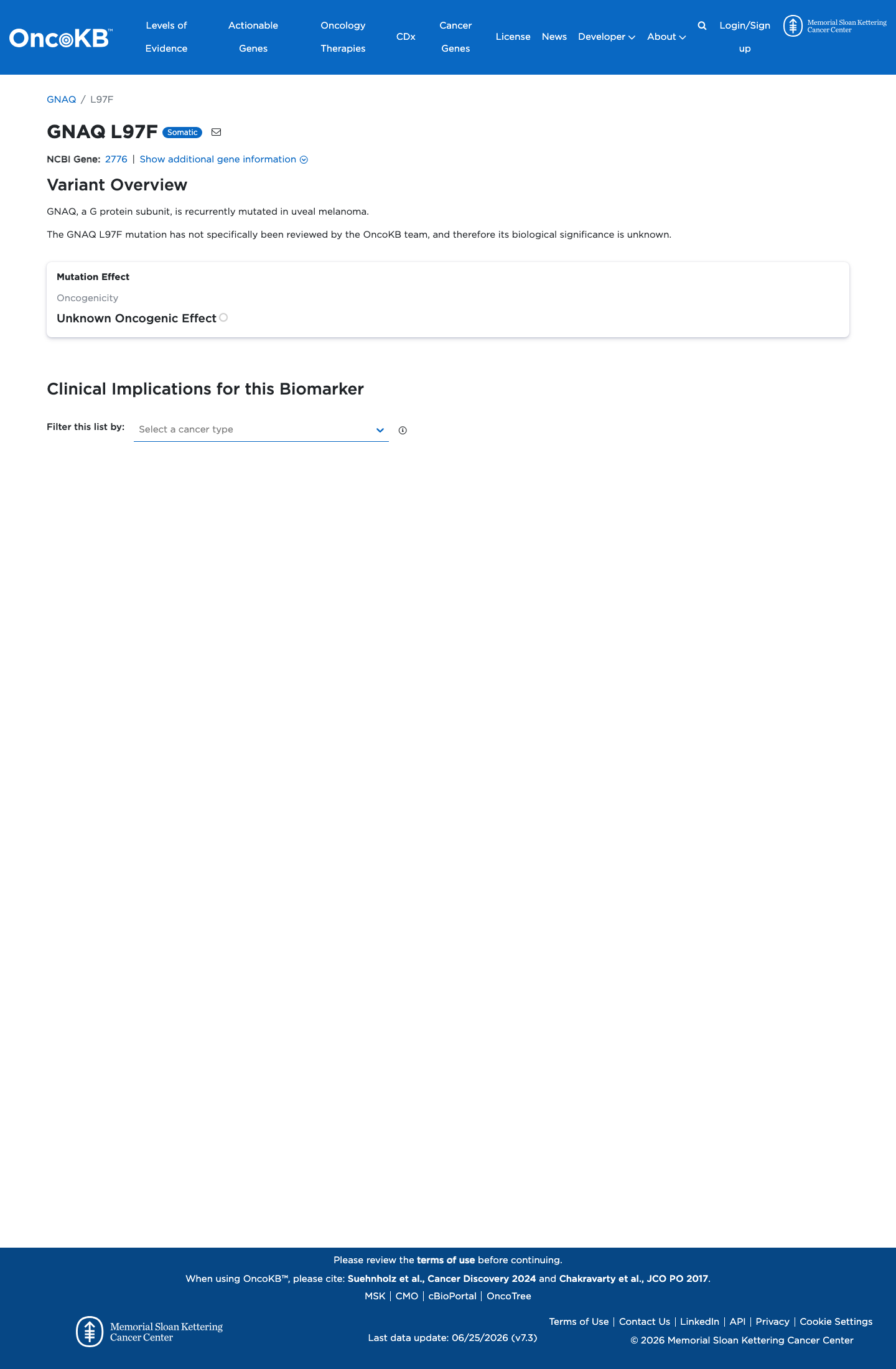 Functional / OncoKB screenshot