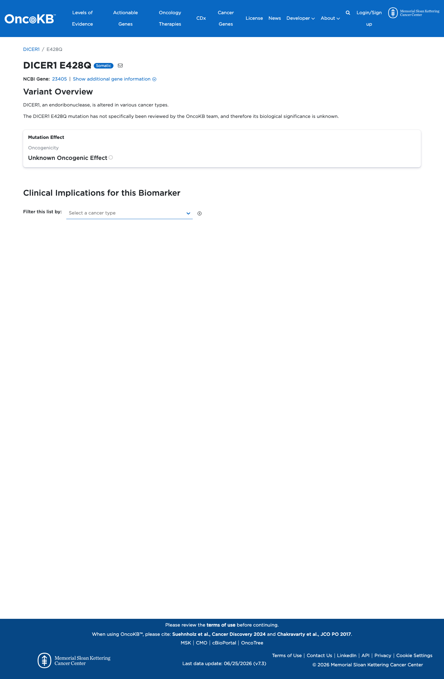 Functional / OncoKB screenshot