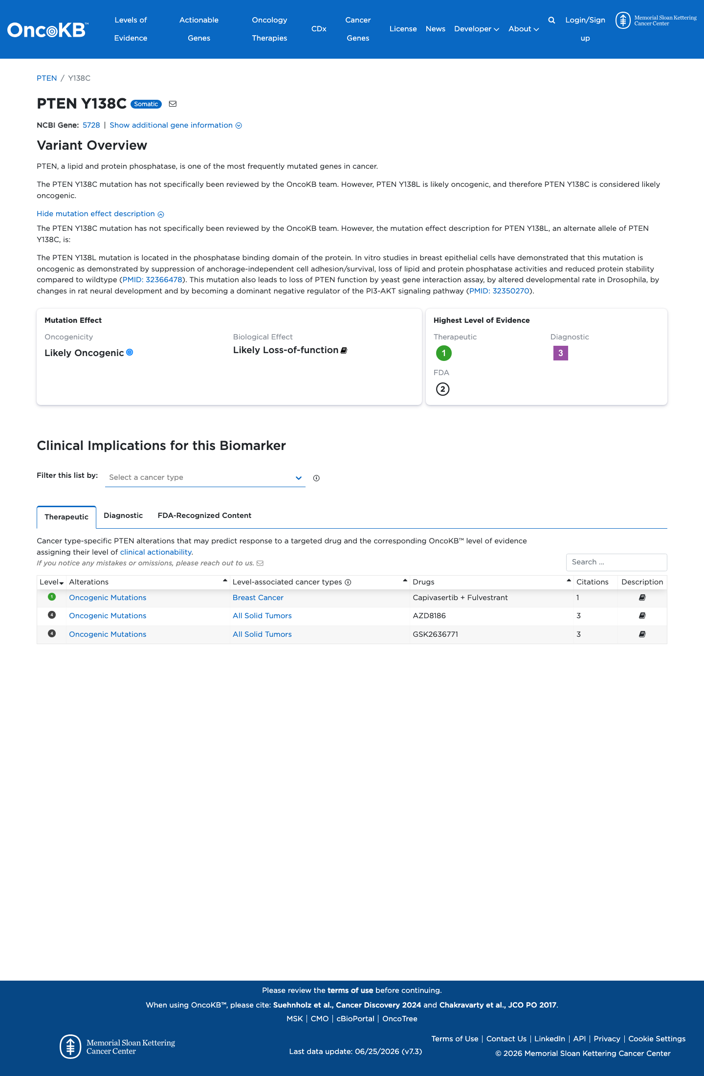 Functional / OncoKB screenshot