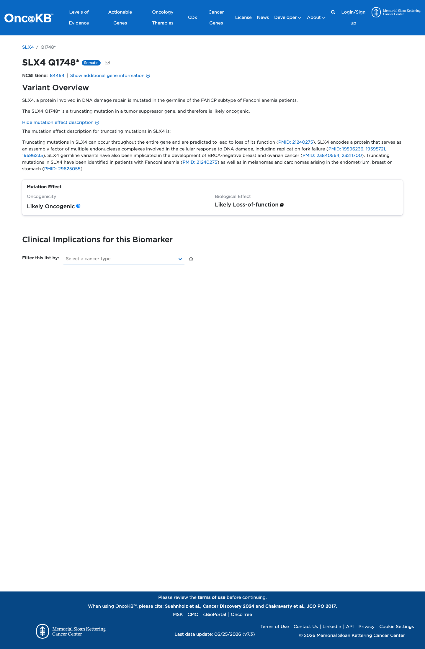 Functional / OncoKB screenshot