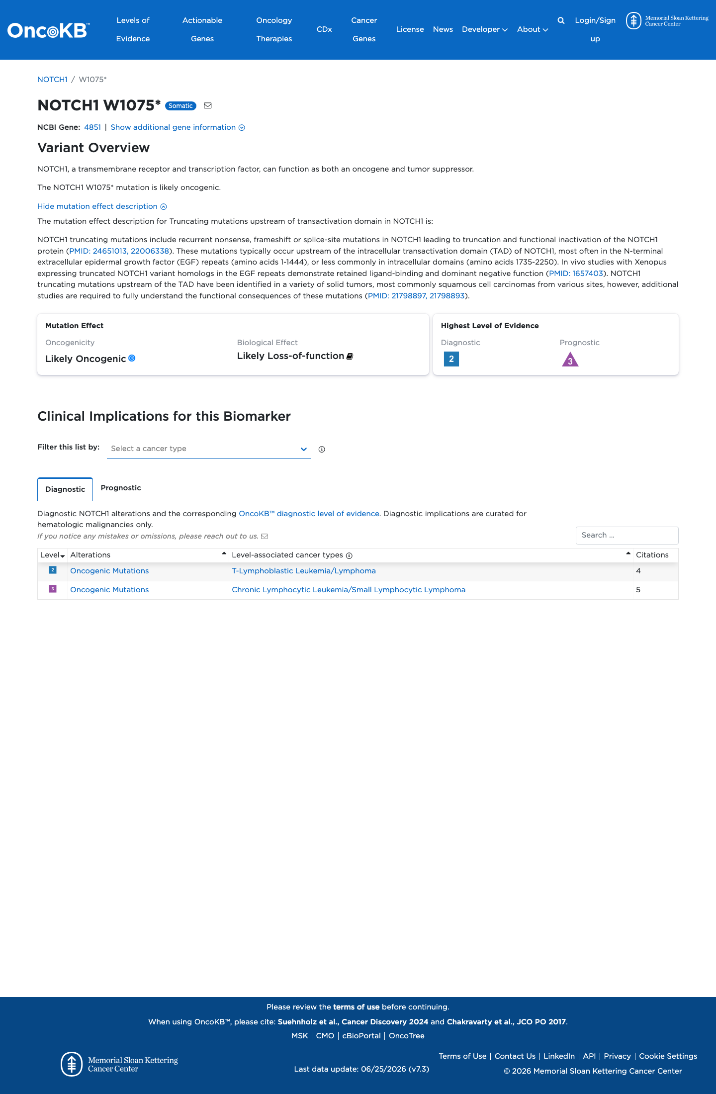 Functional / OncoKB screenshot