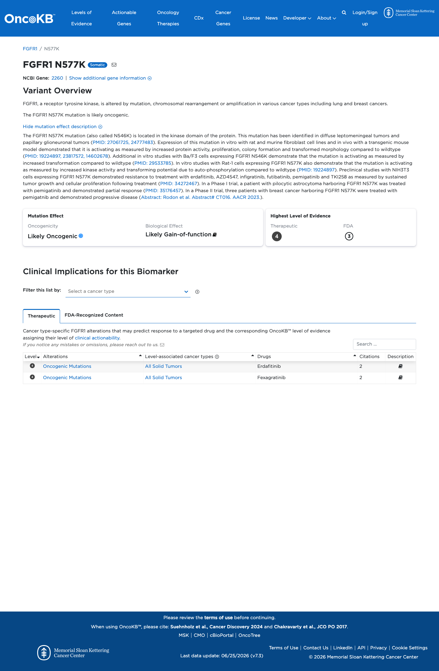 Functional / OncoKB screenshot