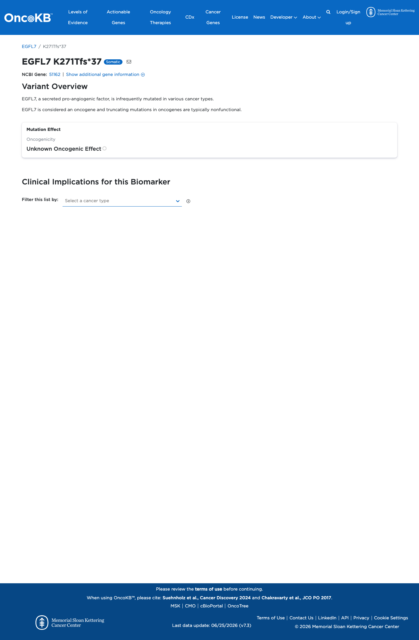 Functional / OncoKB screenshot
