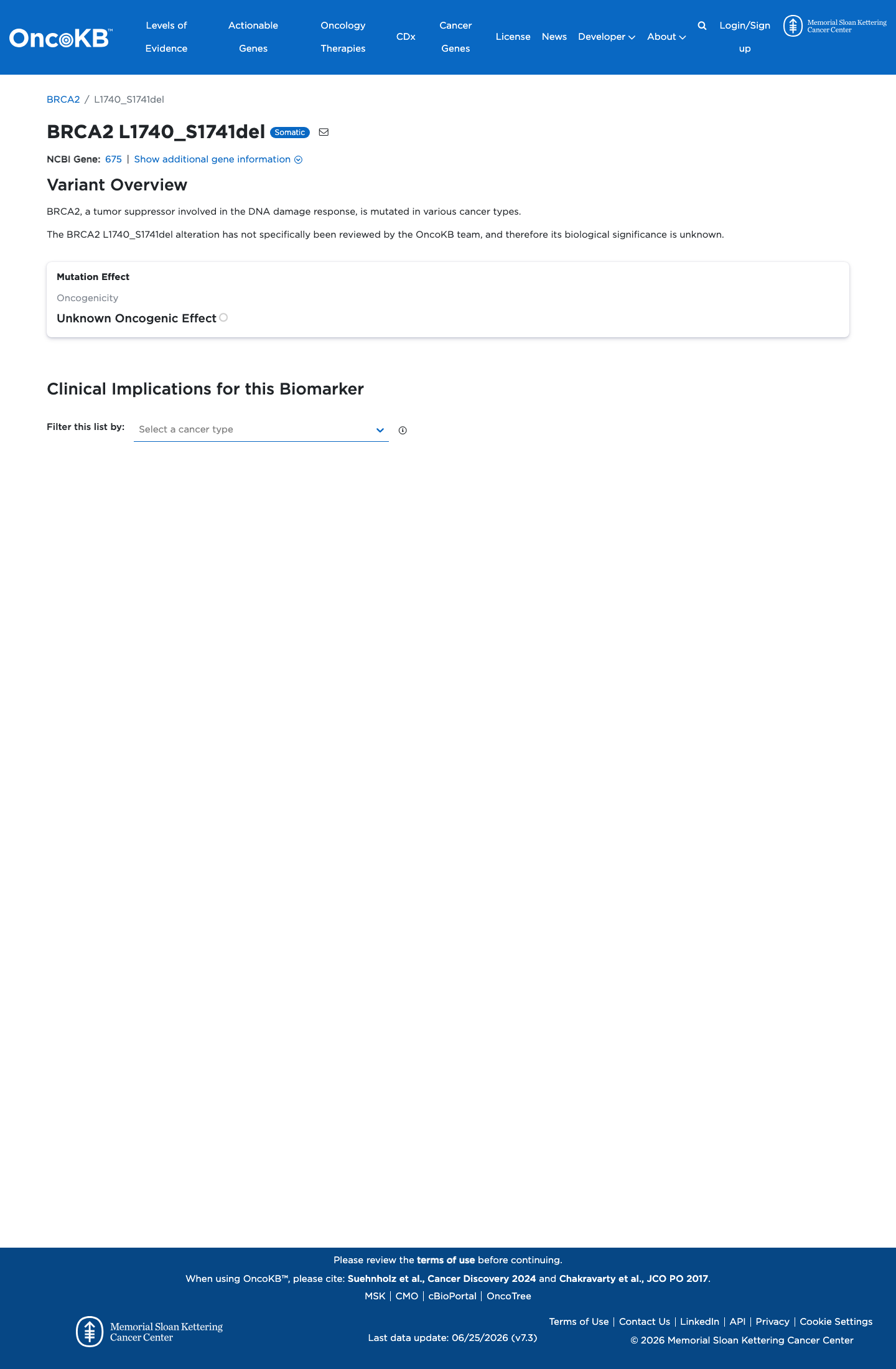 Functional / OncoKB screenshot