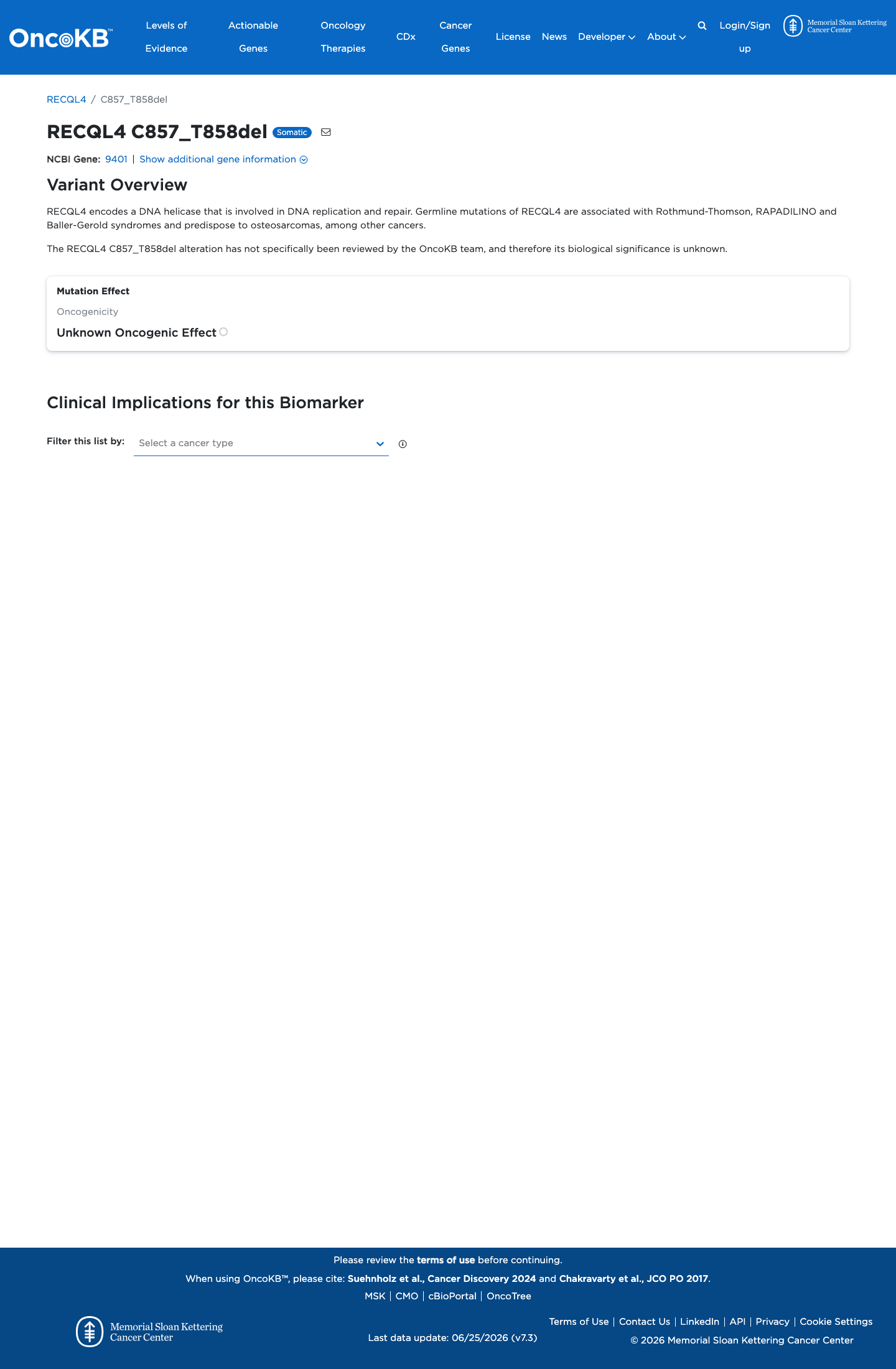 Functional / OncoKB screenshot