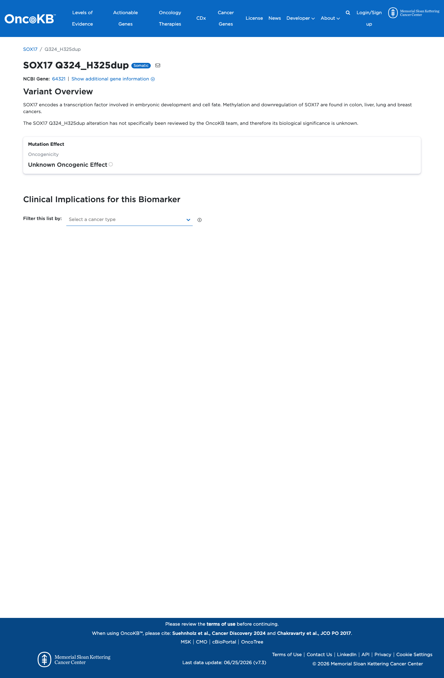 Functional / OncoKB screenshot