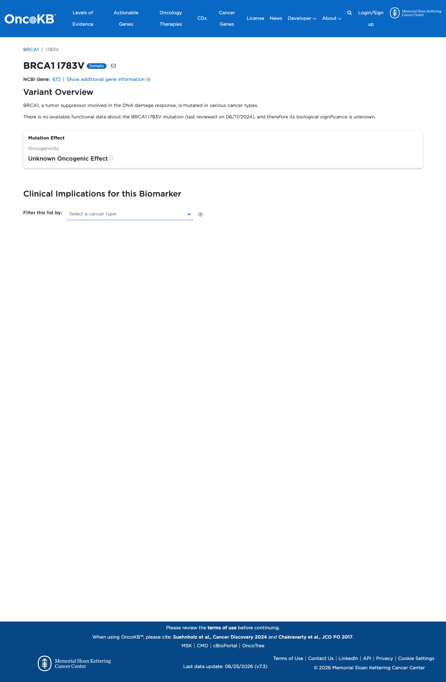 Functional / OncoKB screenshot