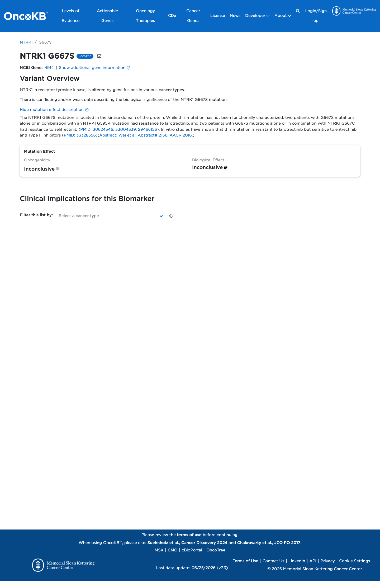 Functional / OncoKB screenshot