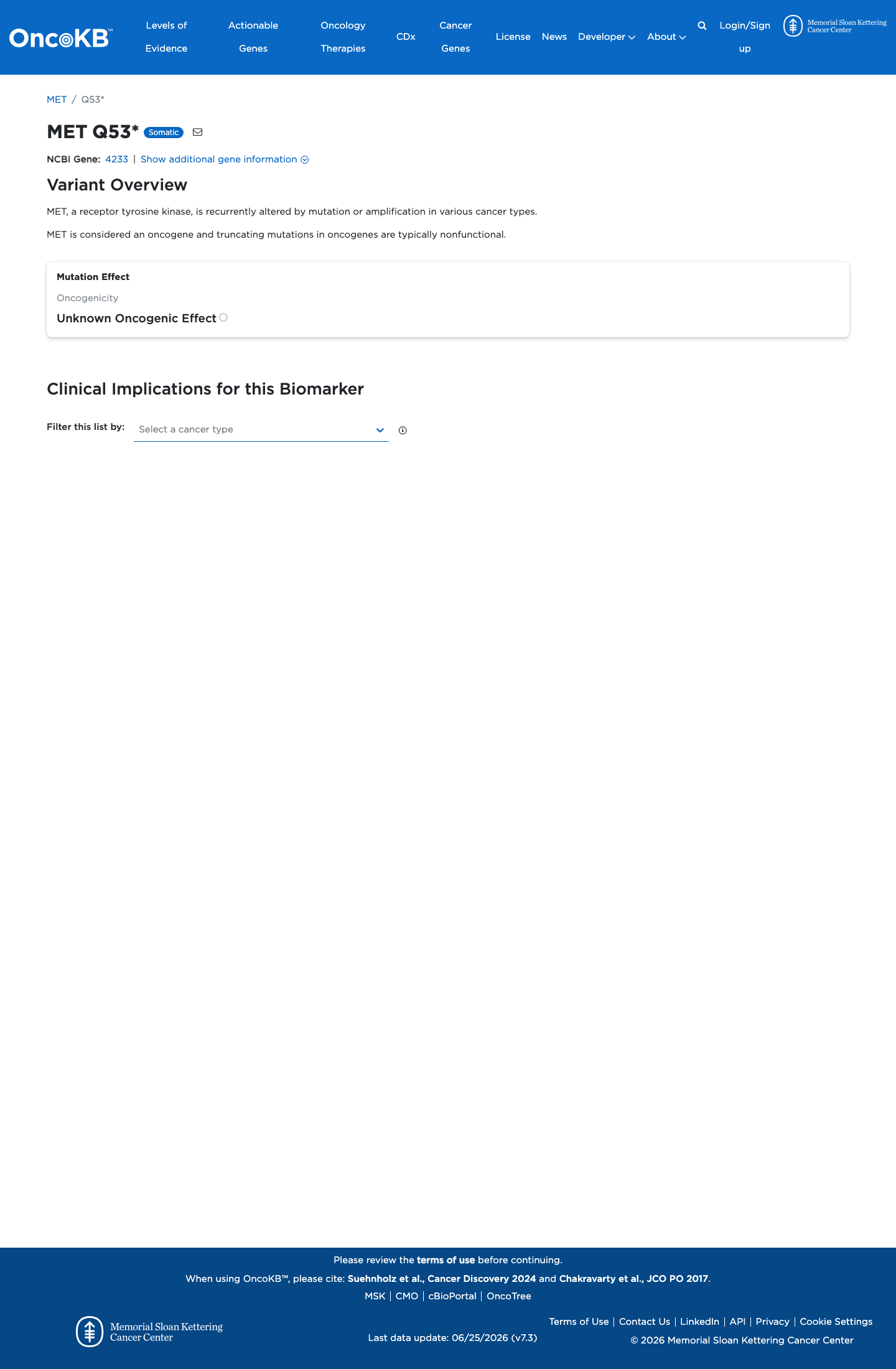 Functional / OncoKB screenshot