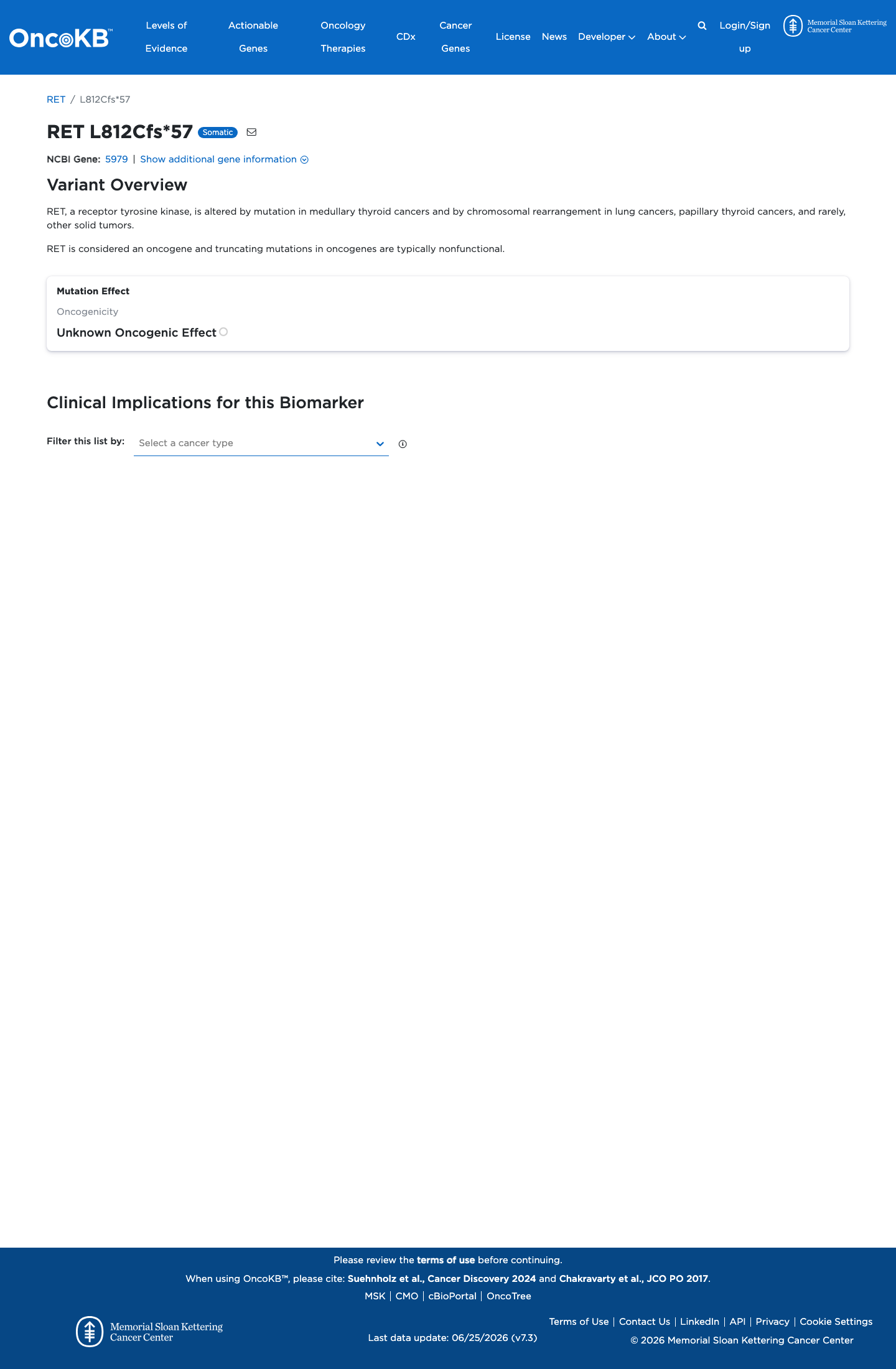 Functional / OncoKB screenshot