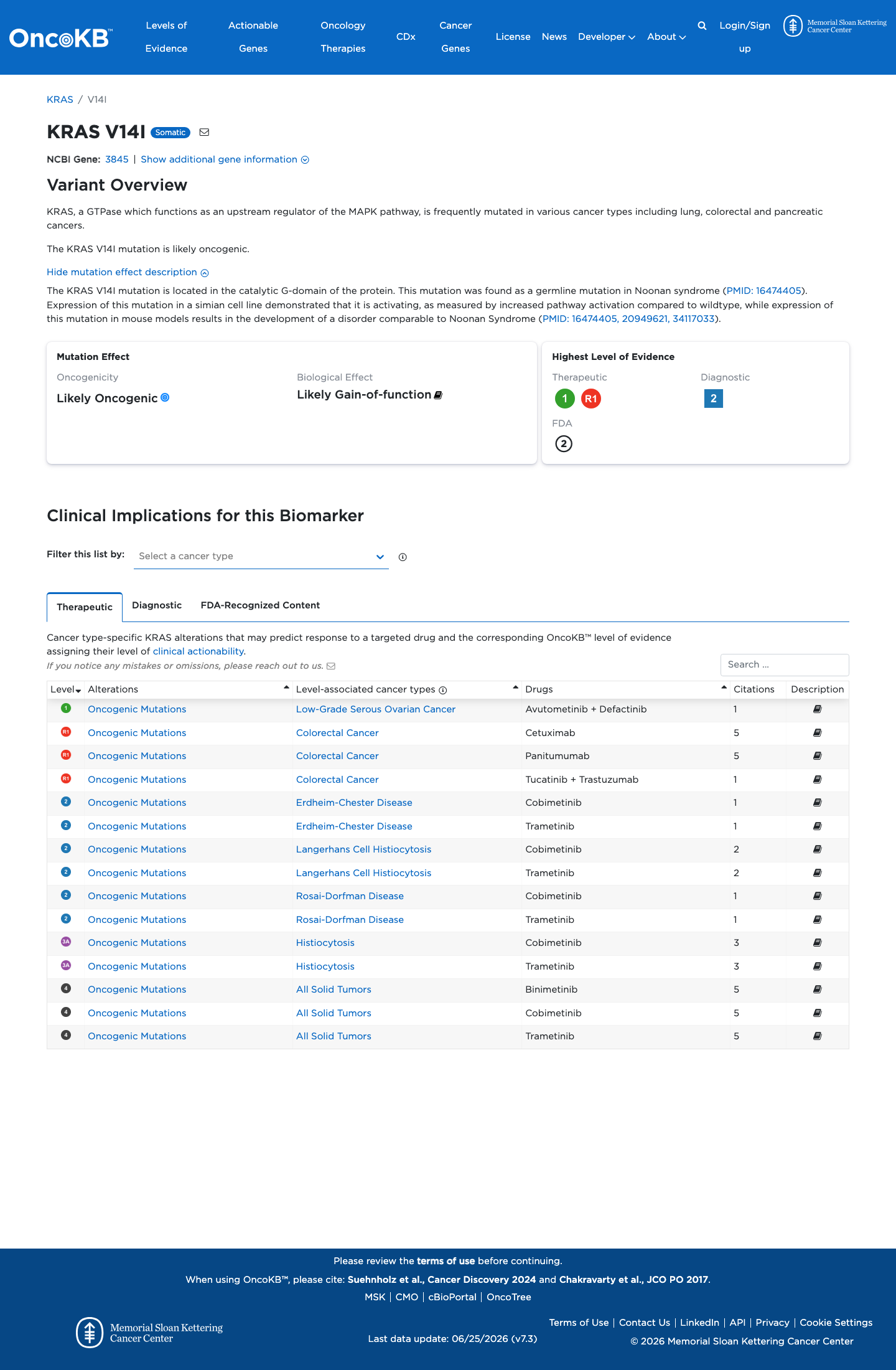 Functional / OncoKB screenshot
