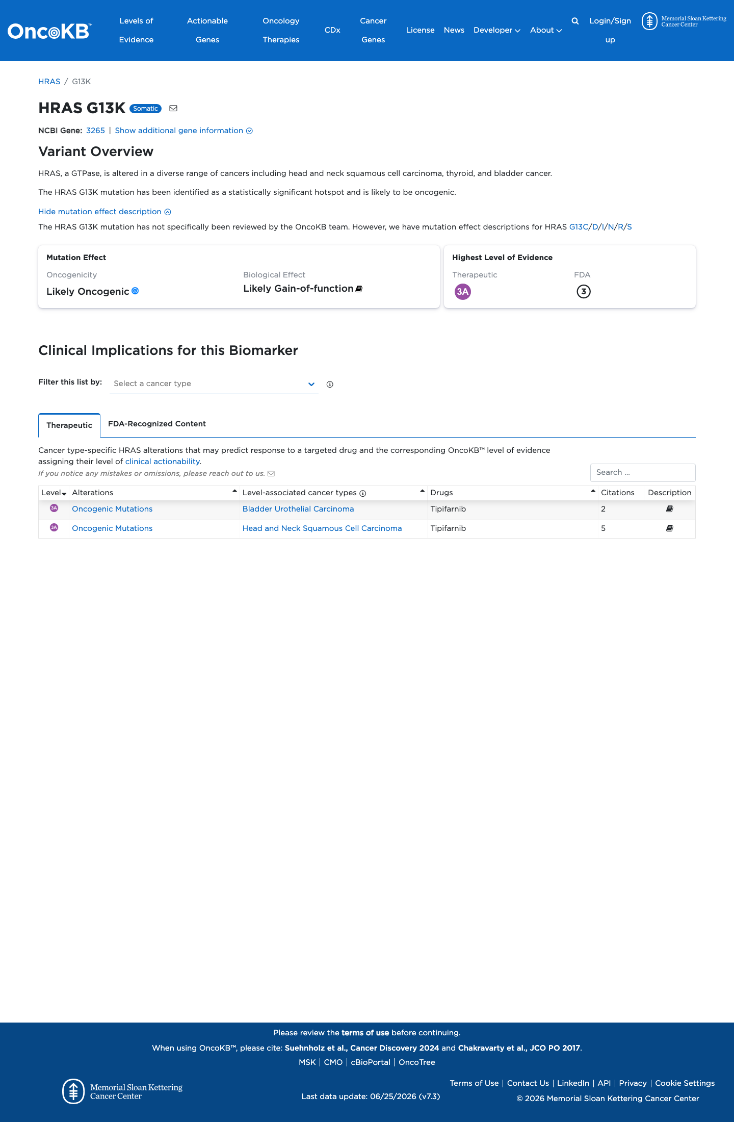 Functional / OncoKB screenshot
