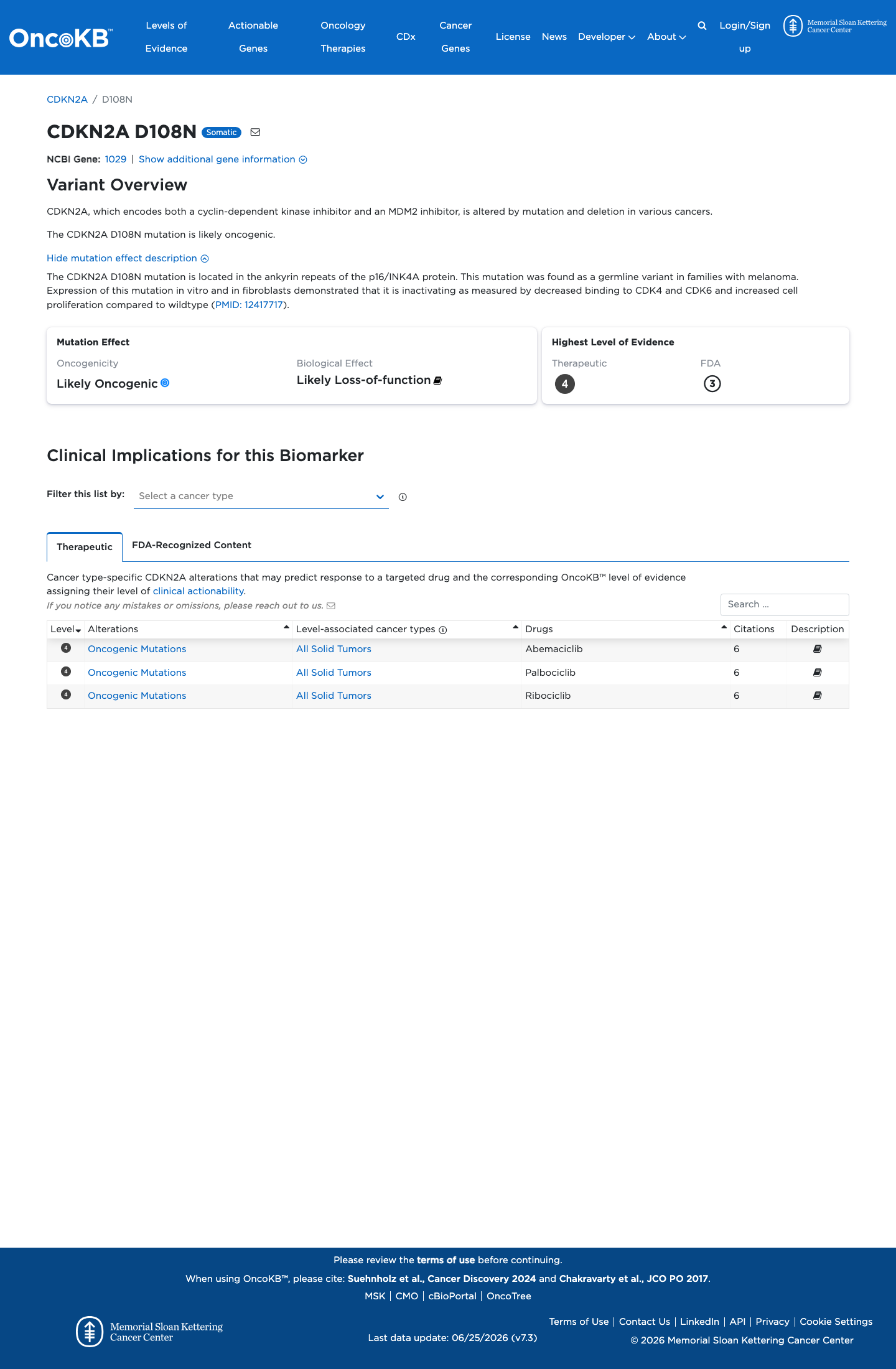 Functional / OncoKB screenshot