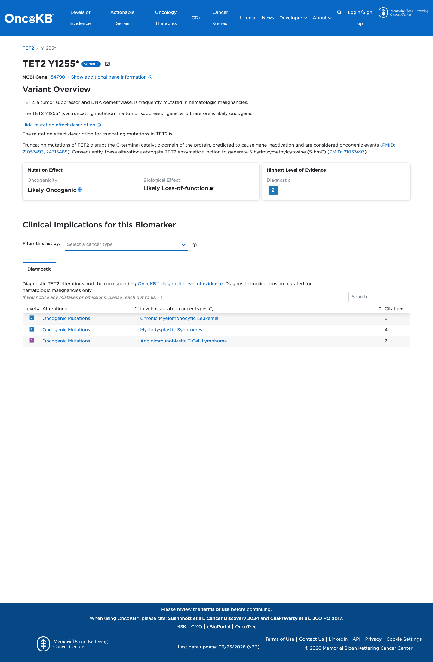 Functional / OncoKB screenshot