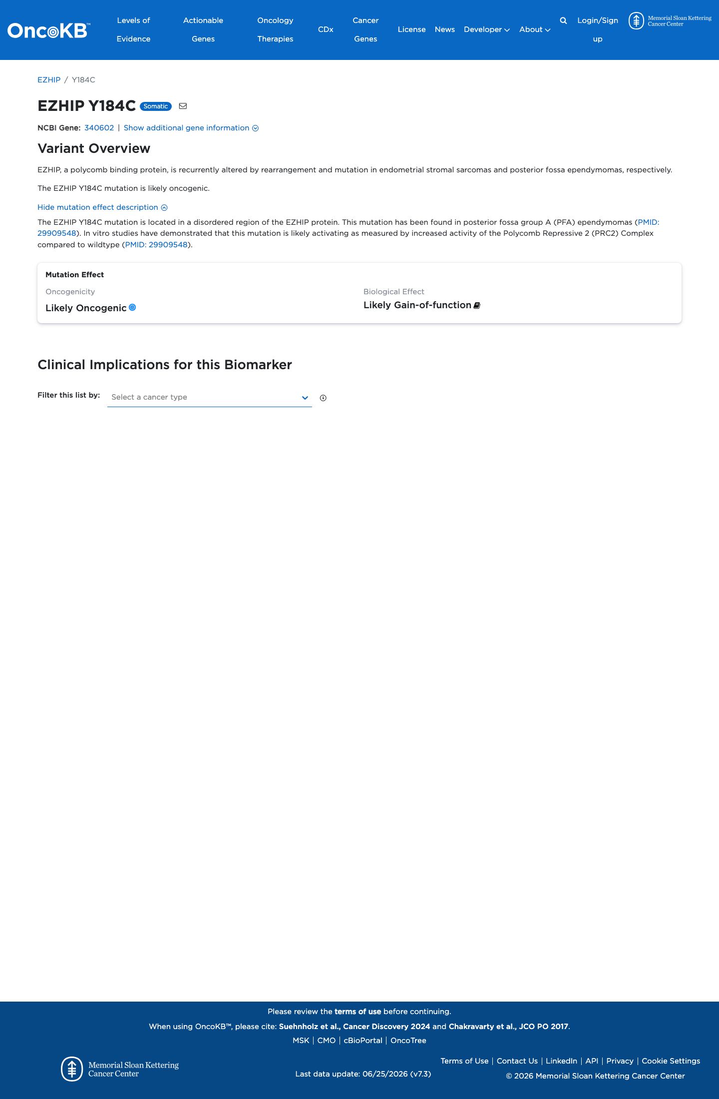 Functional / OncoKB screenshot
