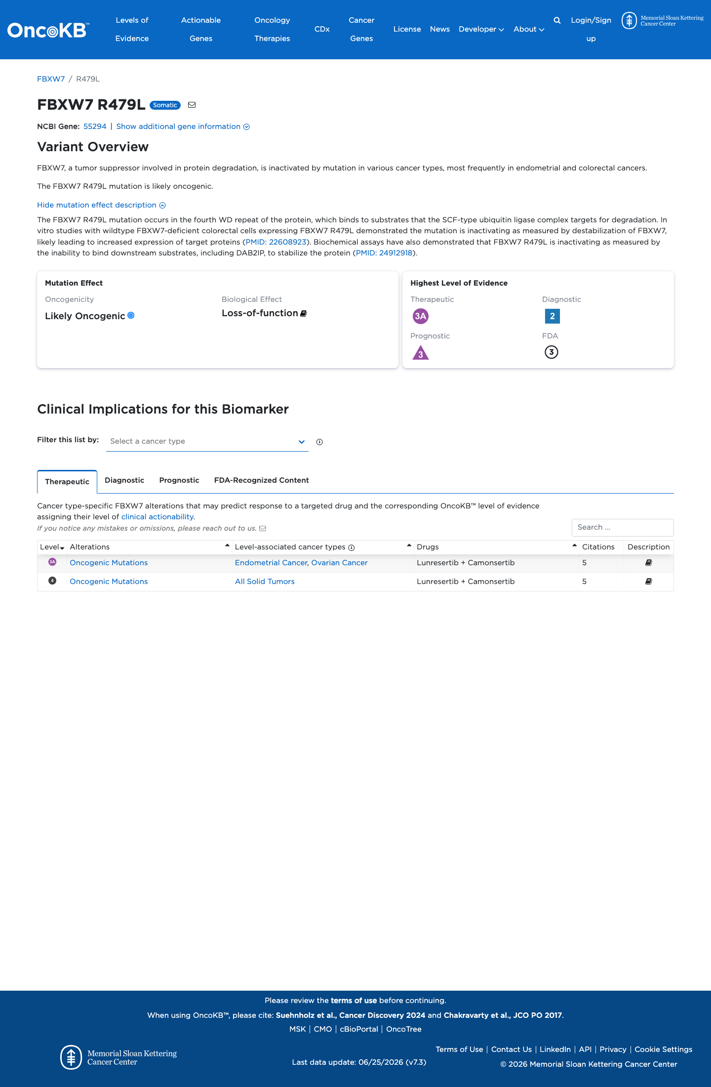 Functional / OncoKB screenshot