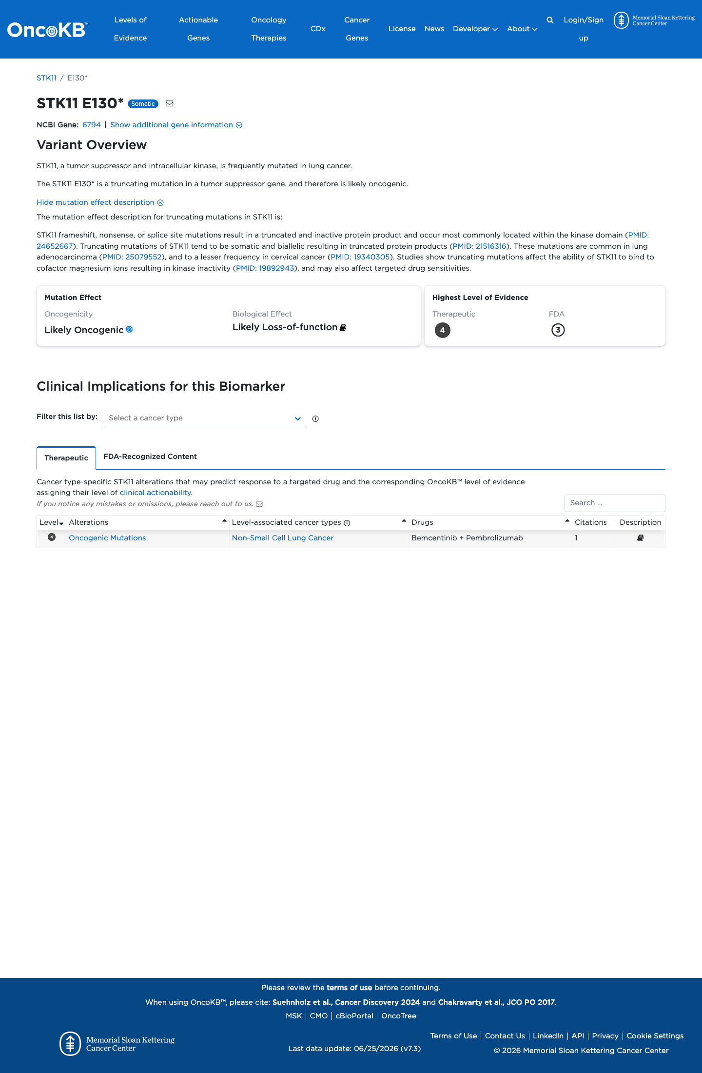 Functional / OncoKB screenshot