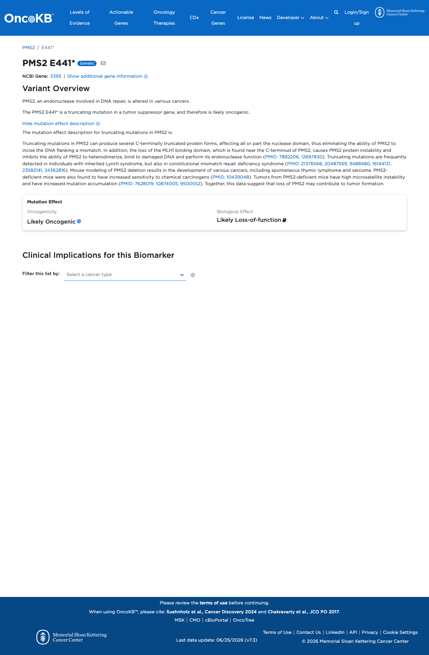Functional / OncoKB screenshot