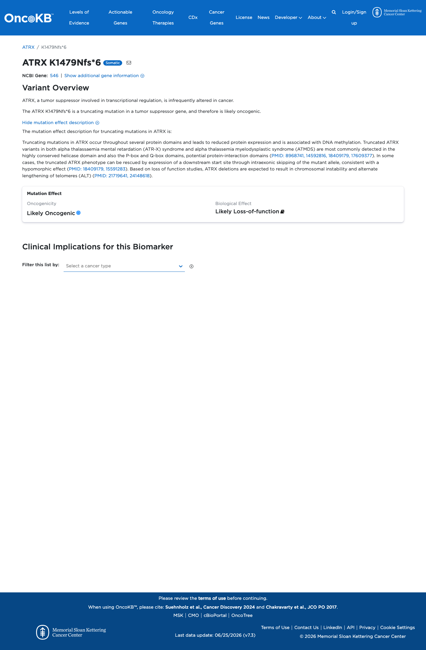 Functional / OncoKB screenshot