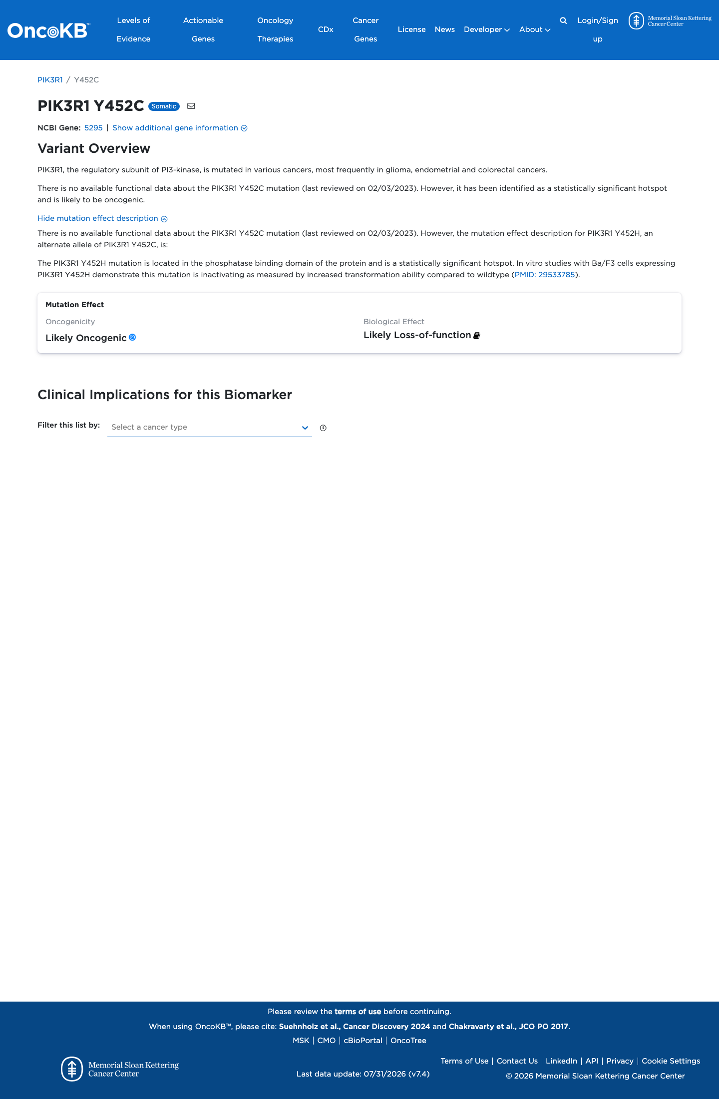 Functional / OncoKB screenshot