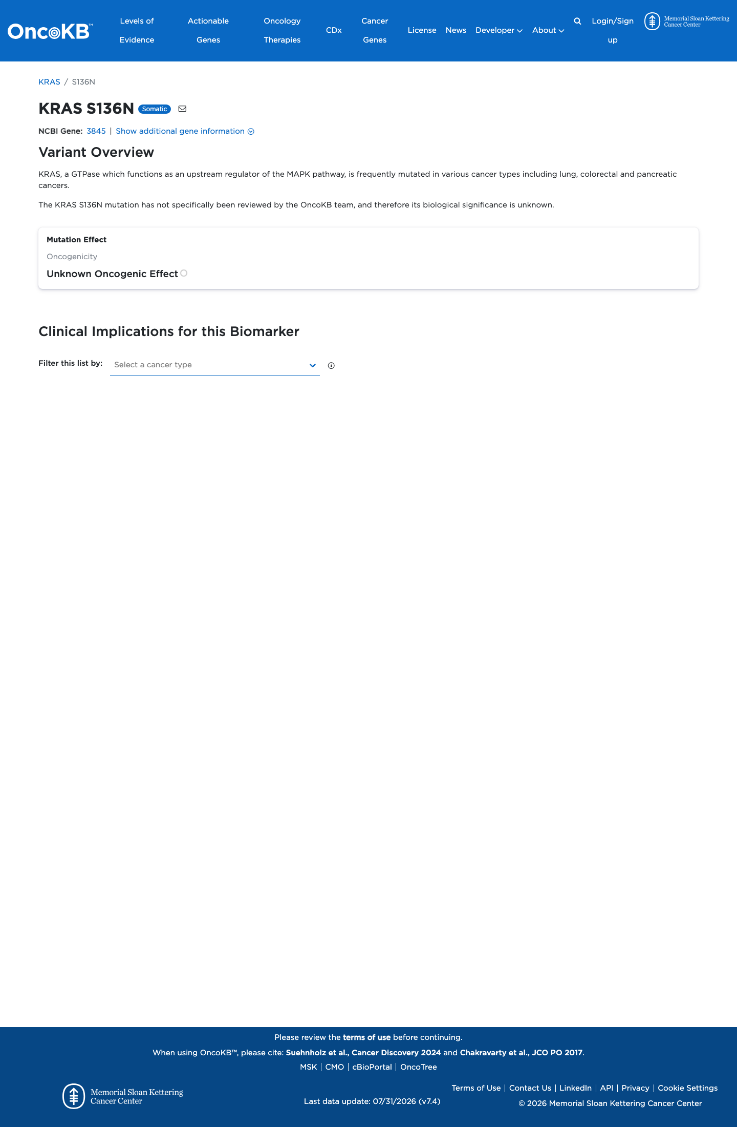 Functional / OncoKB screenshot