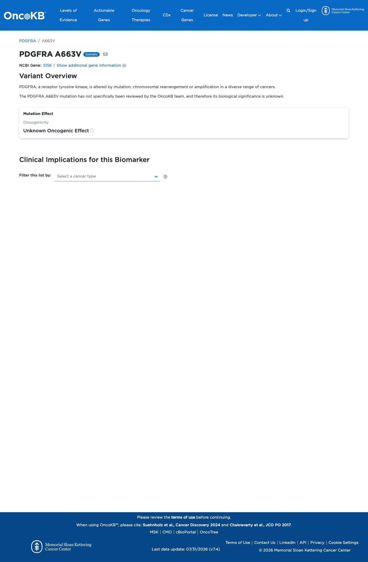 Functional / OncoKB screenshot