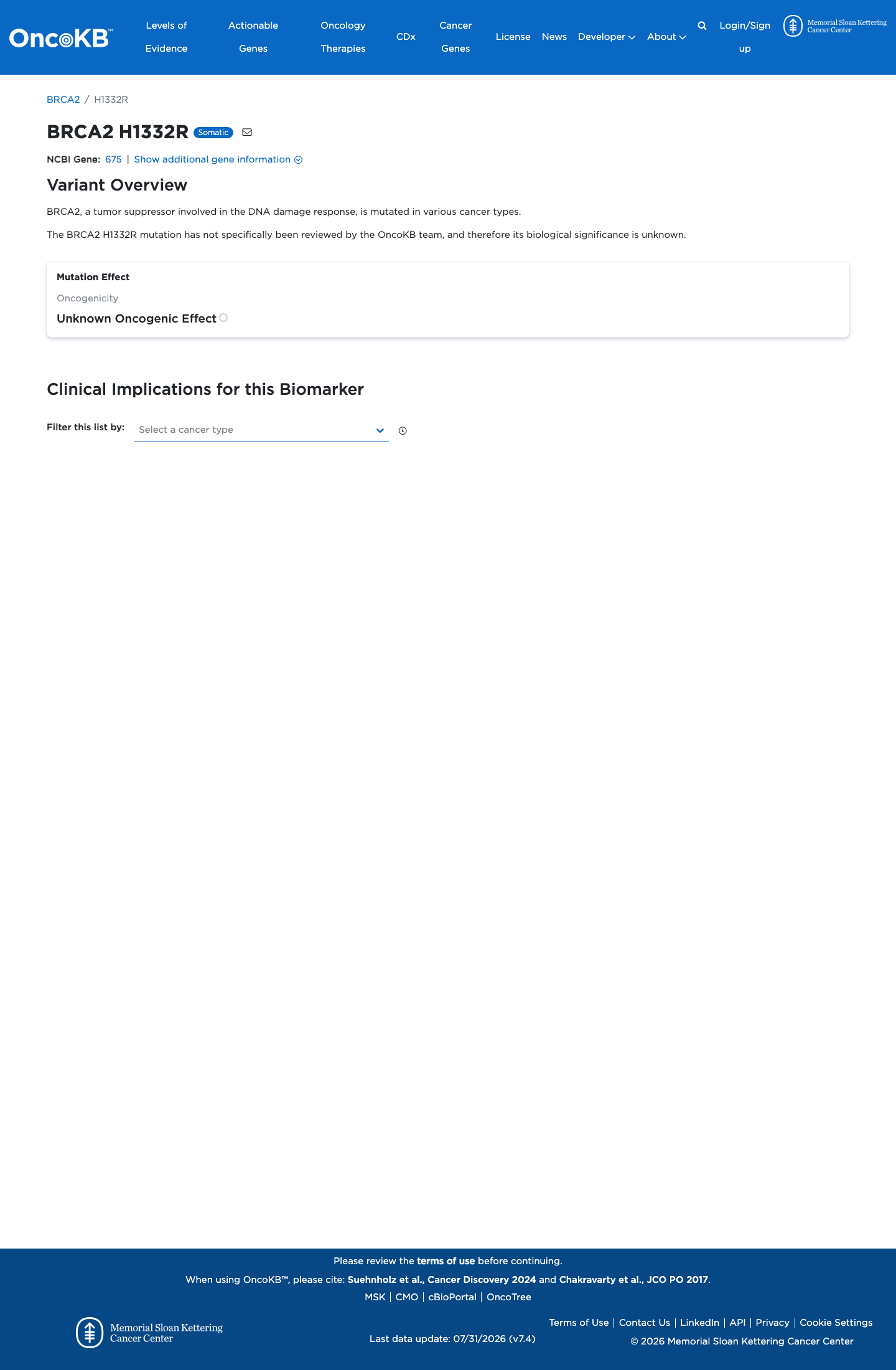 Functional / OncoKB screenshot
