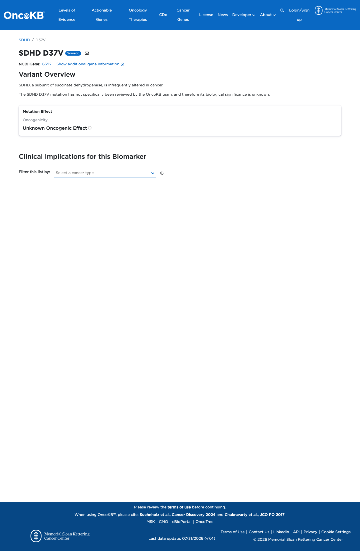 Functional / OncoKB screenshot