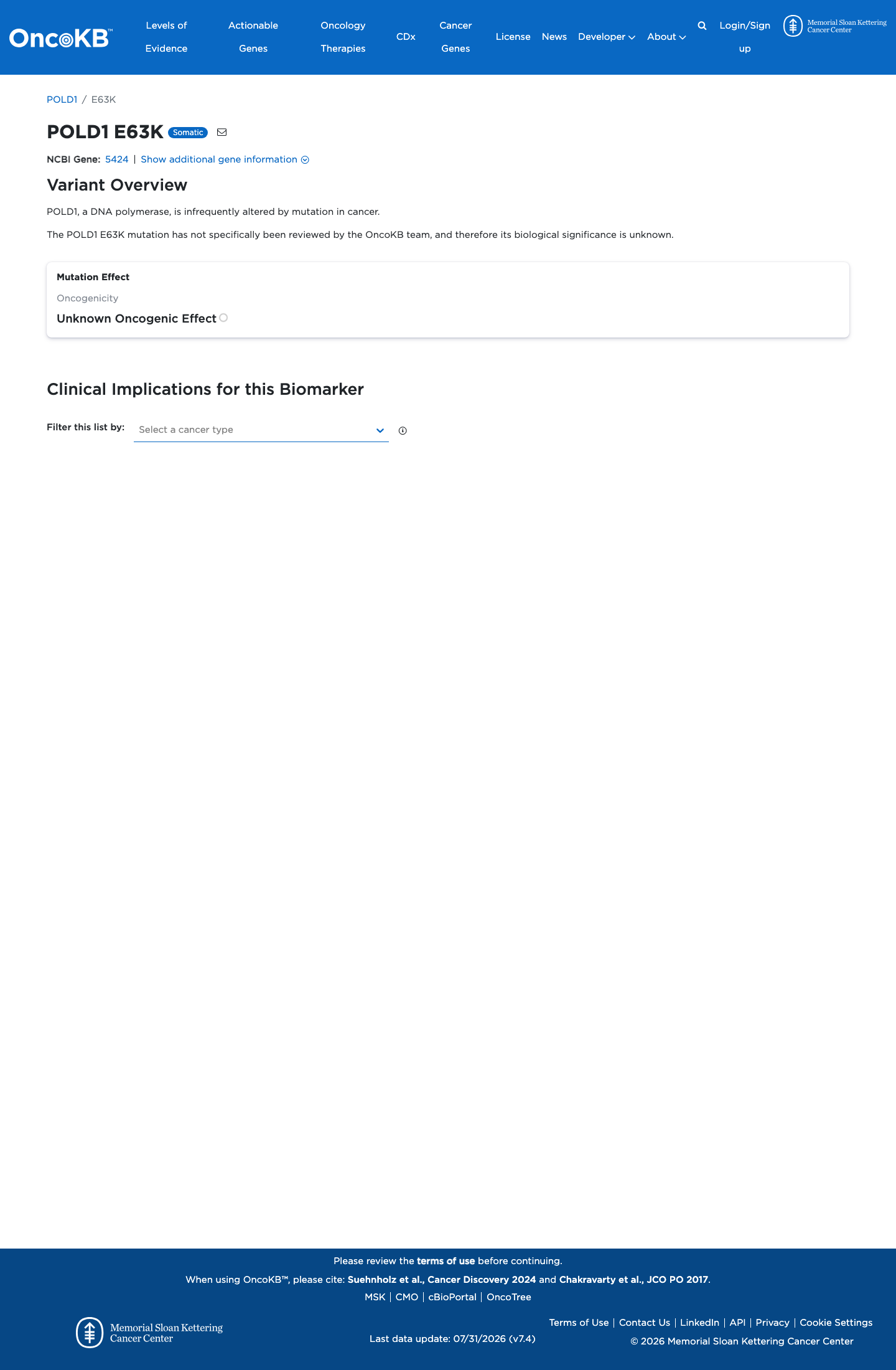 Functional / OncoKB screenshot