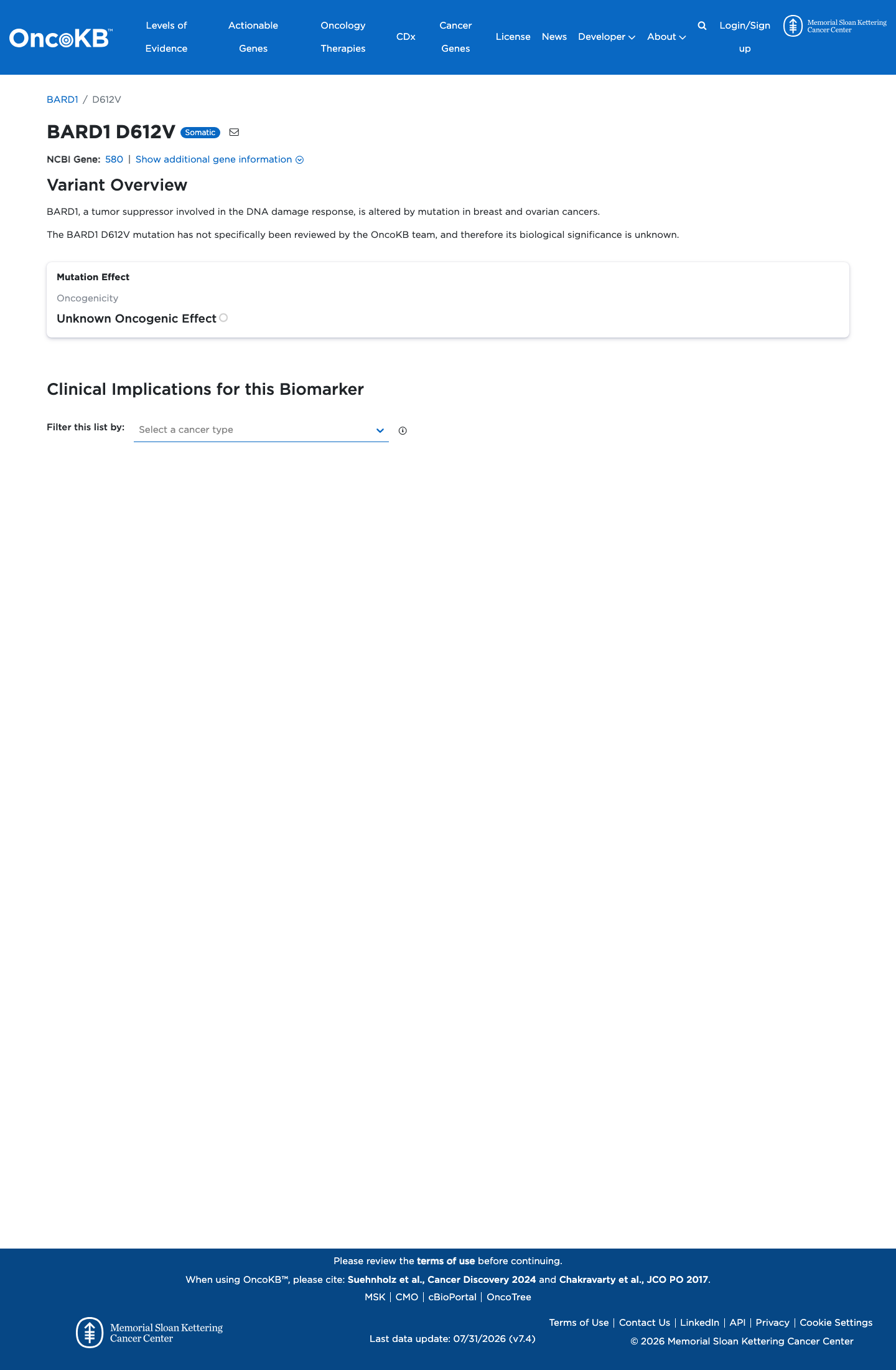 Functional / OncoKB screenshot