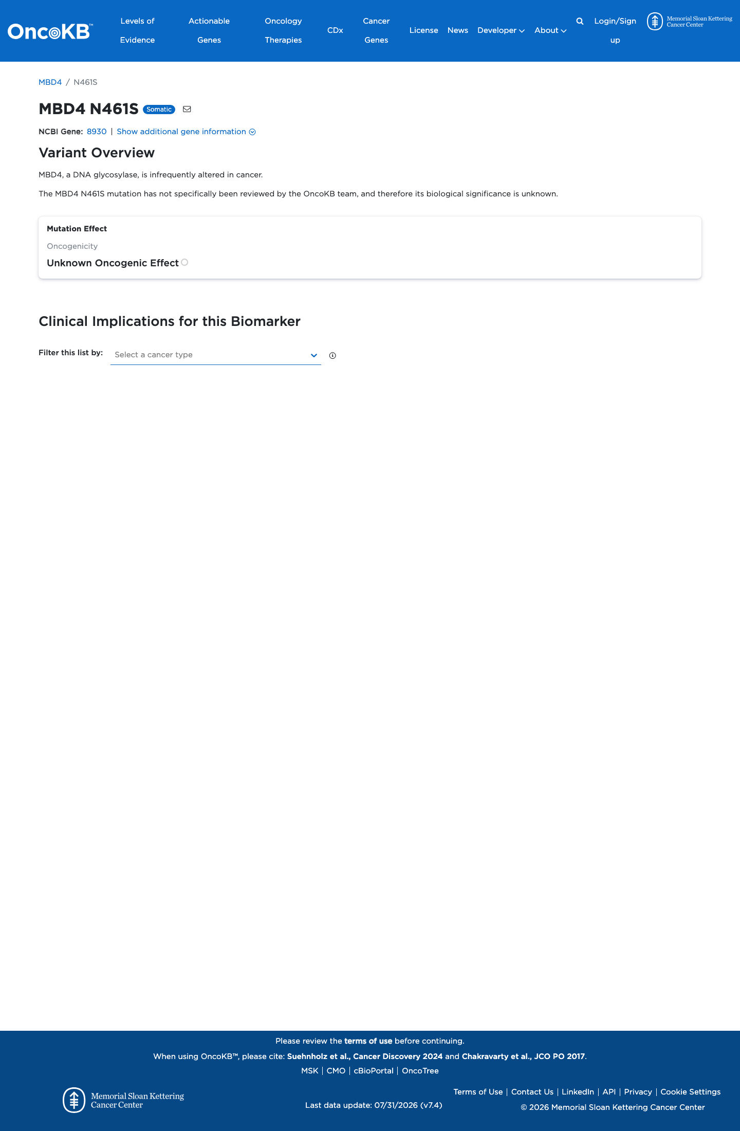 Functional / OncoKB screenshot