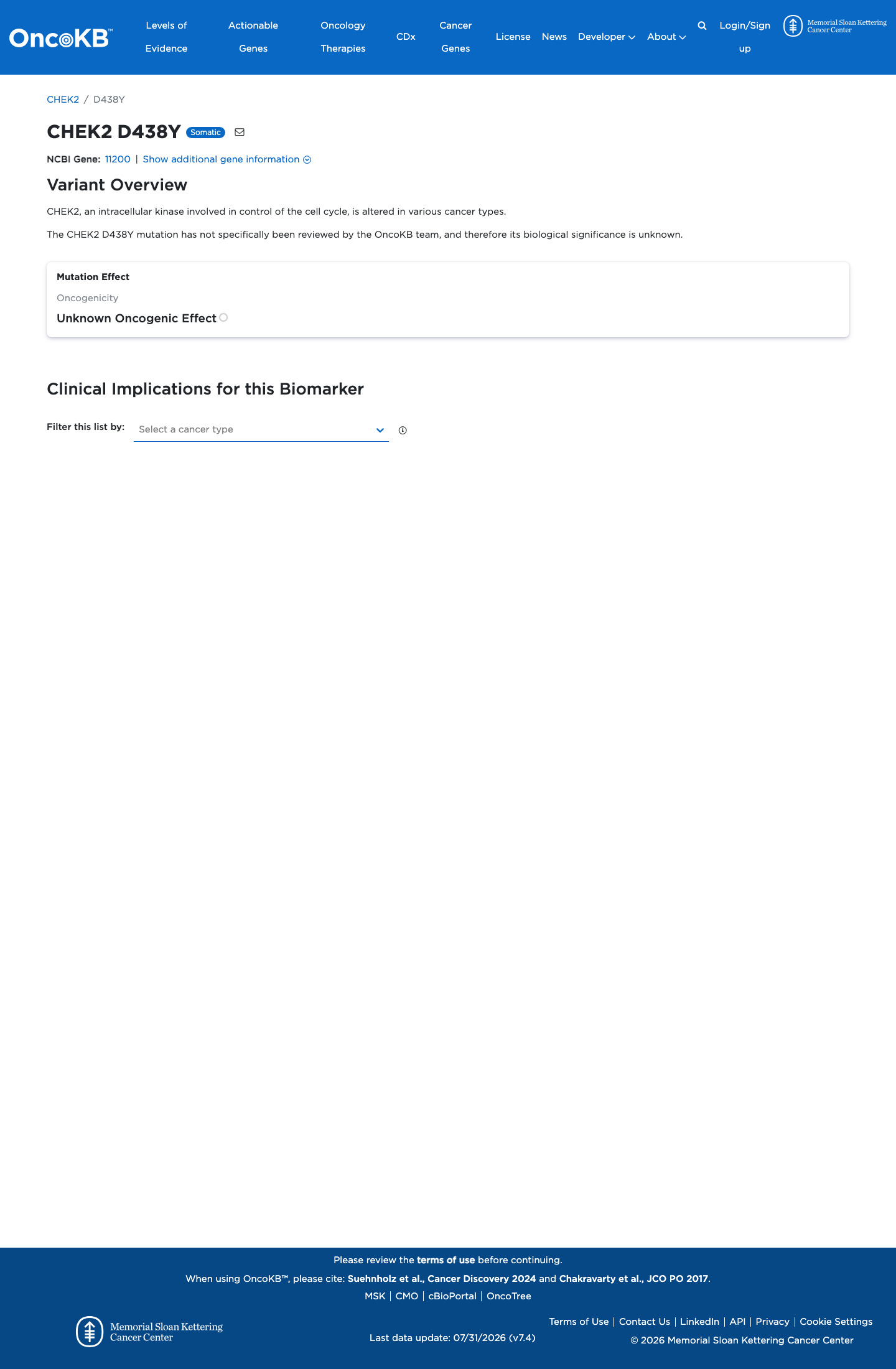 Functional / OncoKB screenshot