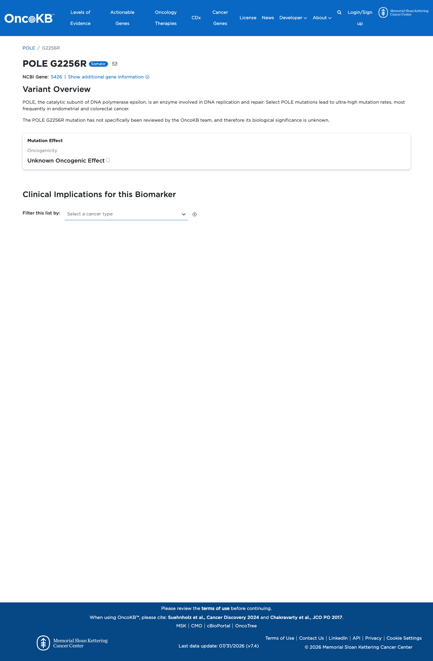 Functional / OncoKB screenshot