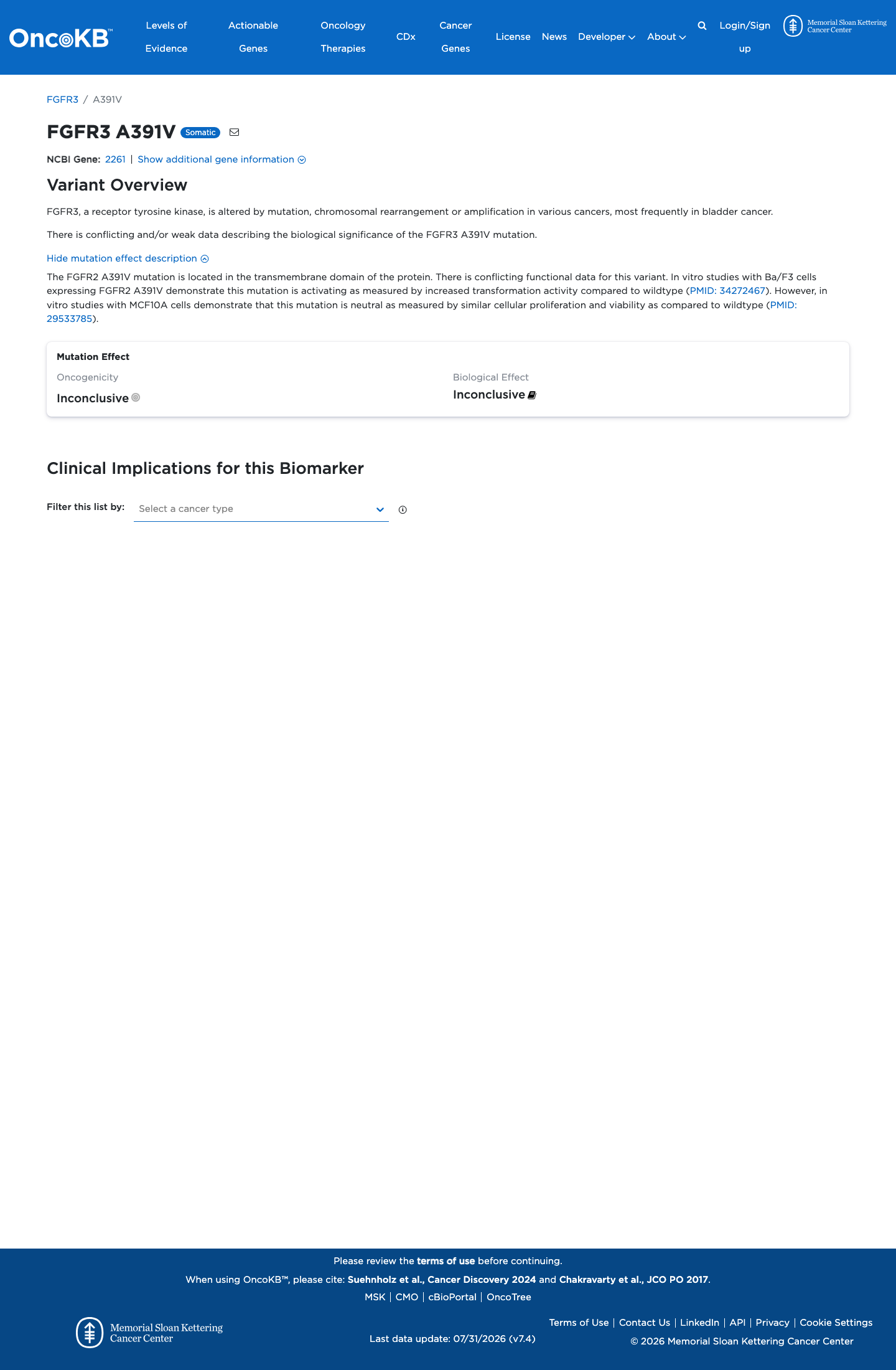 Functional / OncoKB screenshot