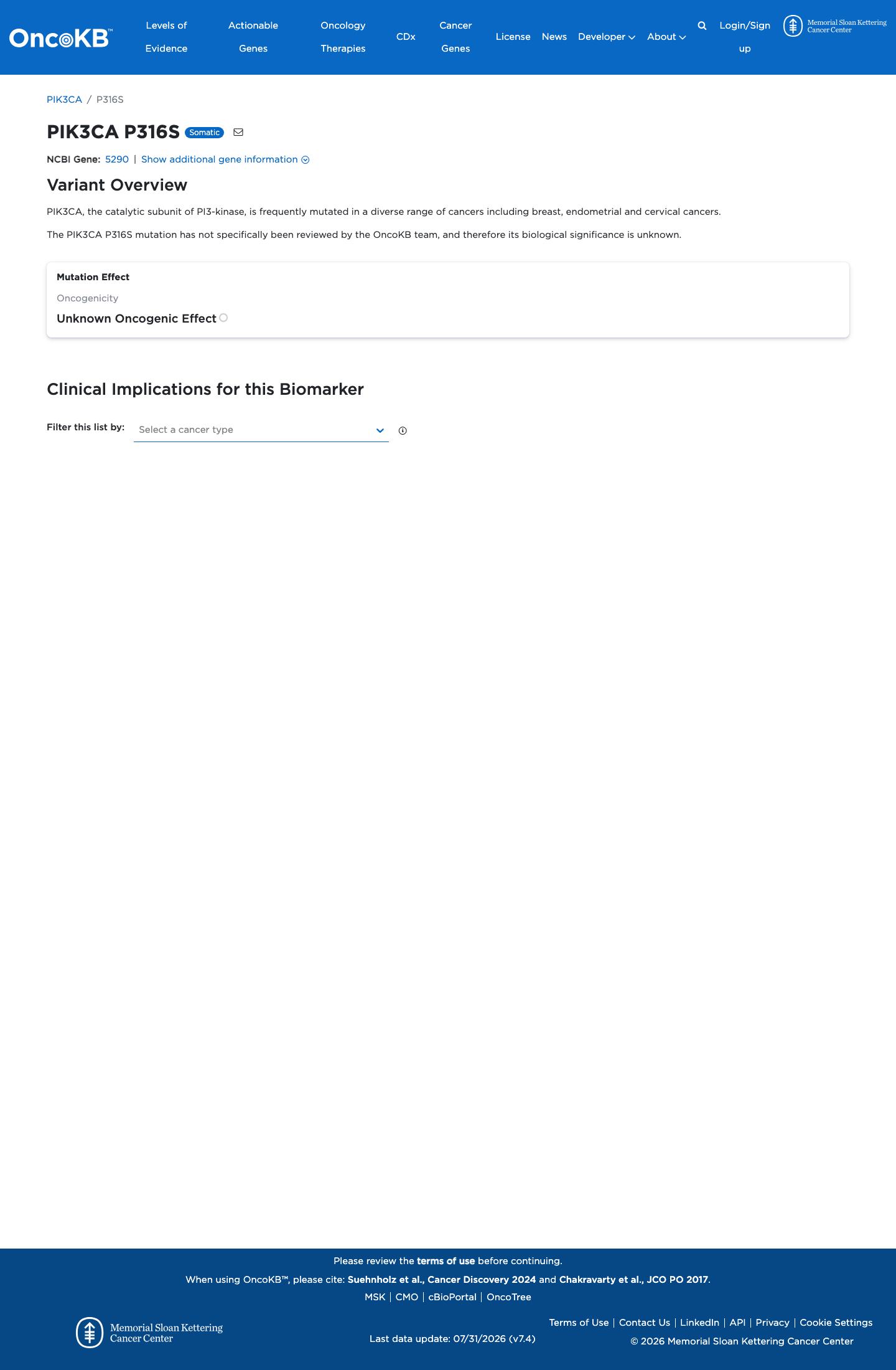 Functional / OncoKB screenshot