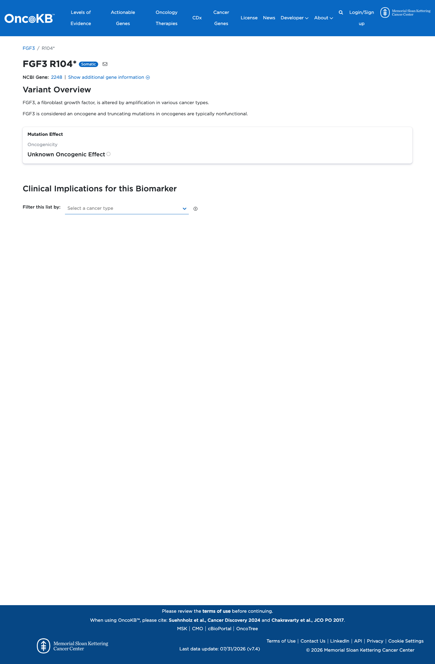 Functional / OncoKB screenshot