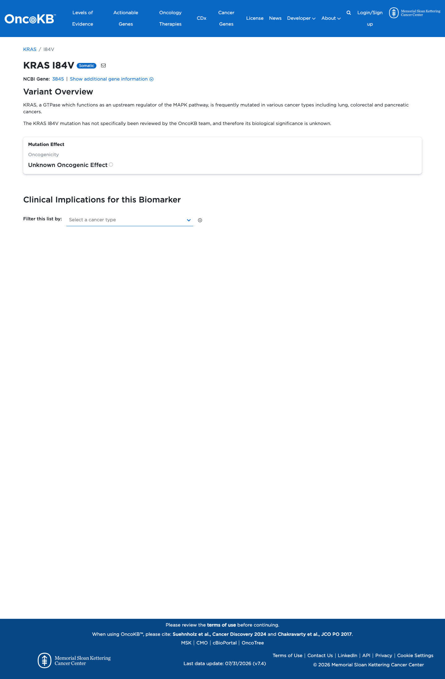 Functional / OncoKB screenshot