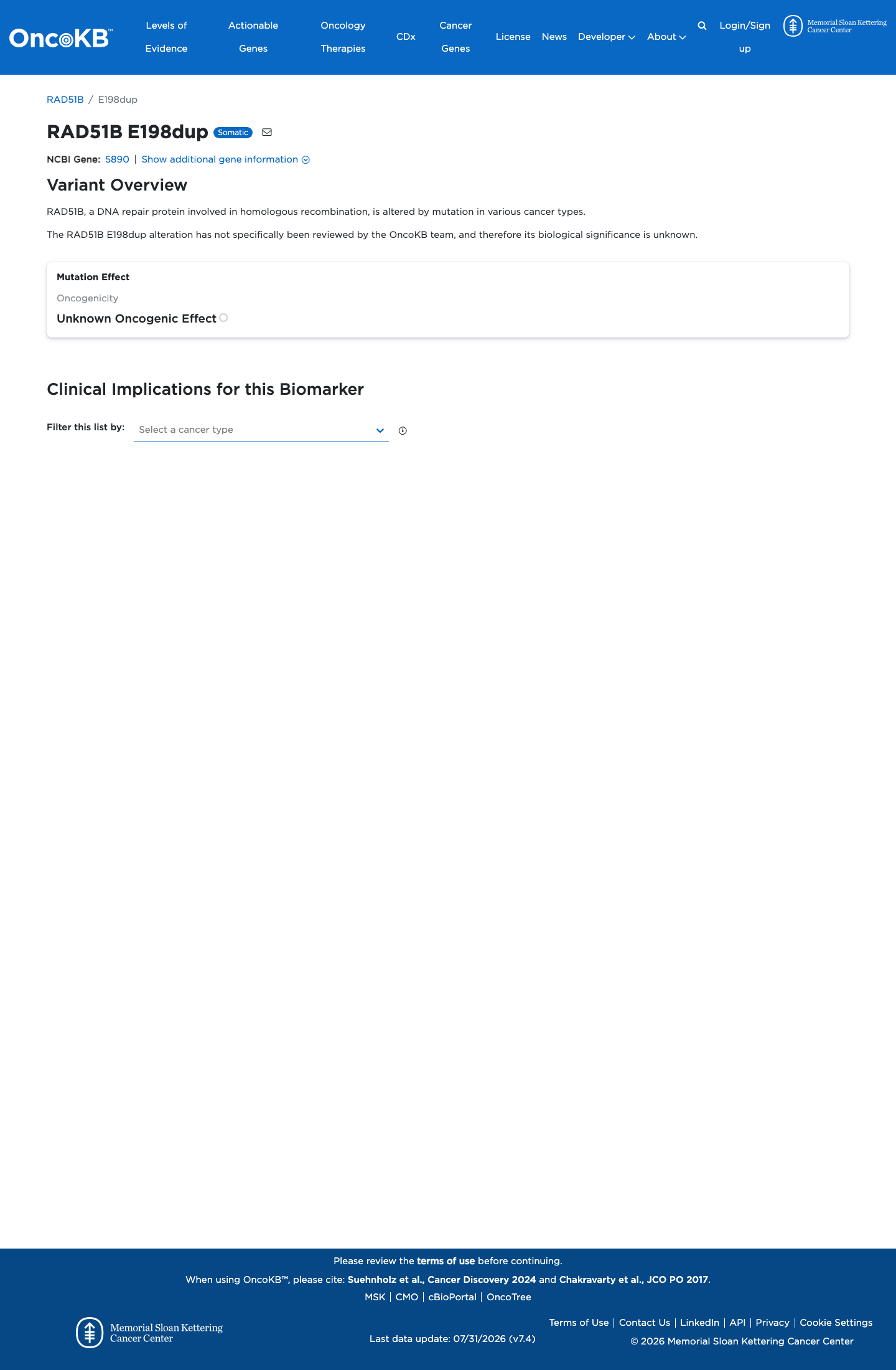 Functional / OncoKB screenshot