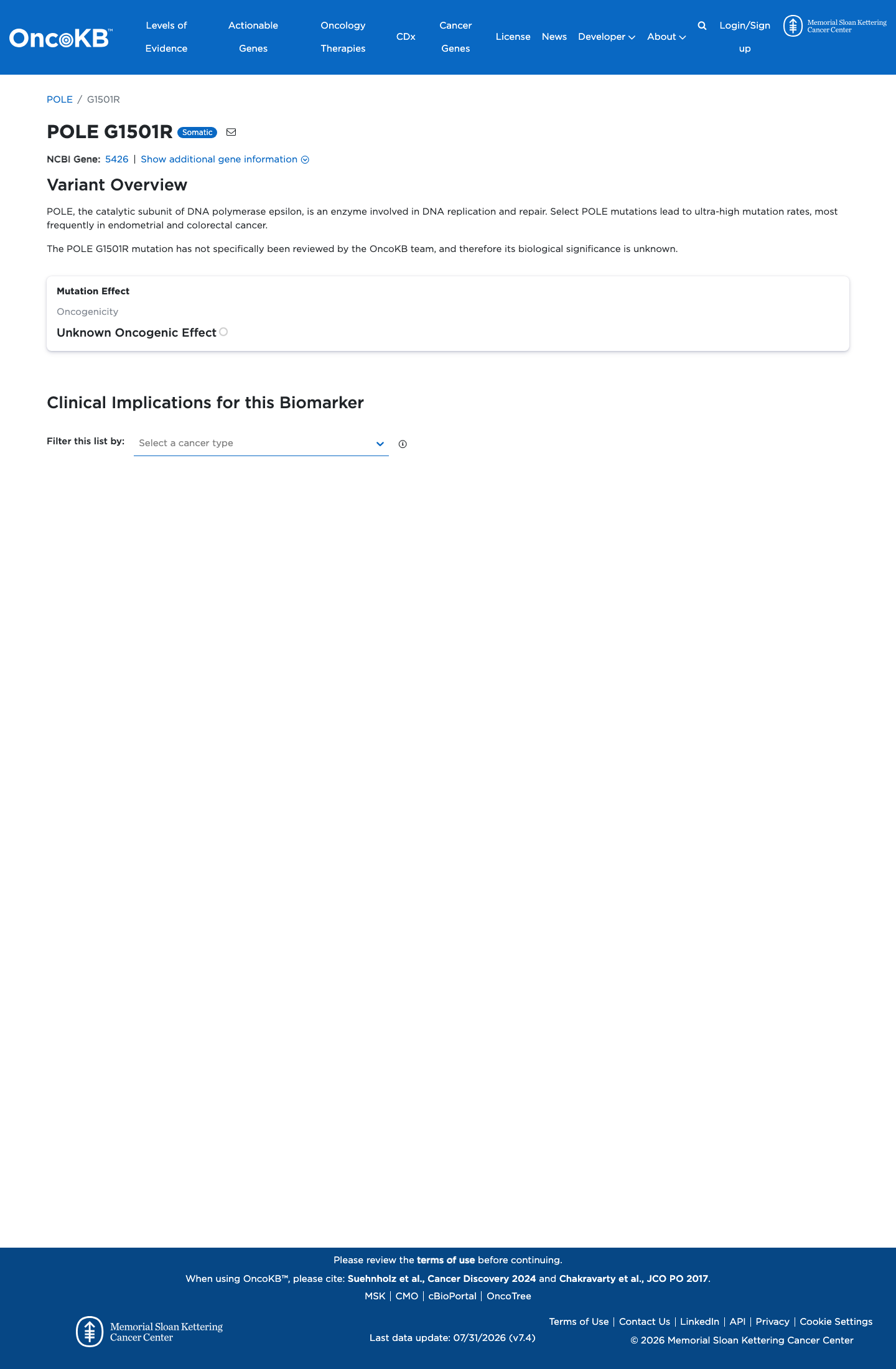 Functional / OncoKB screenshot
