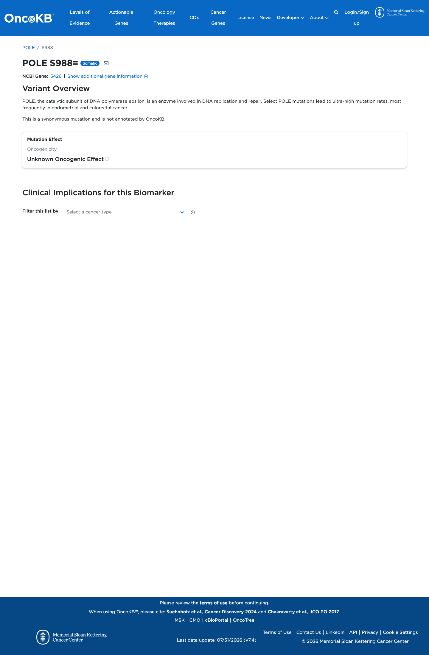 Functional / OncoKB screenshot