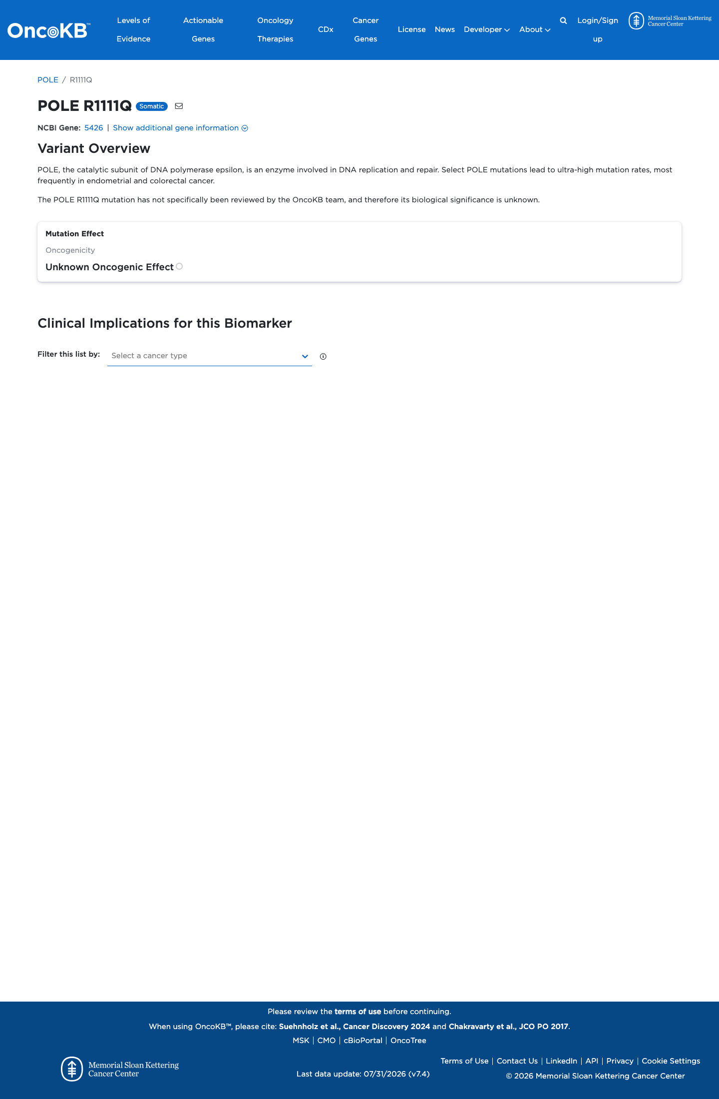 Functional / OncoKB screenshot