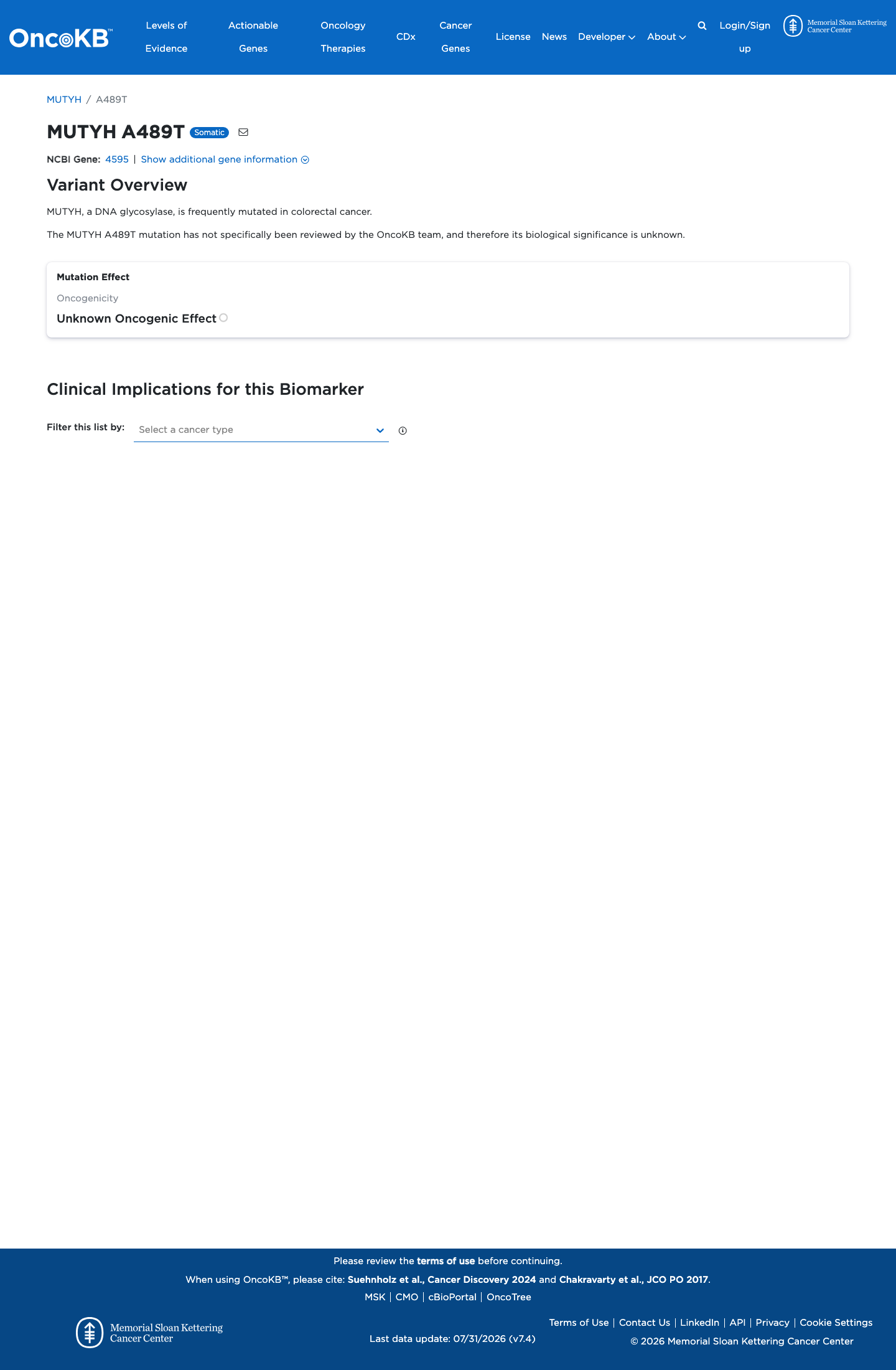 Functional / OncoKB screenshot