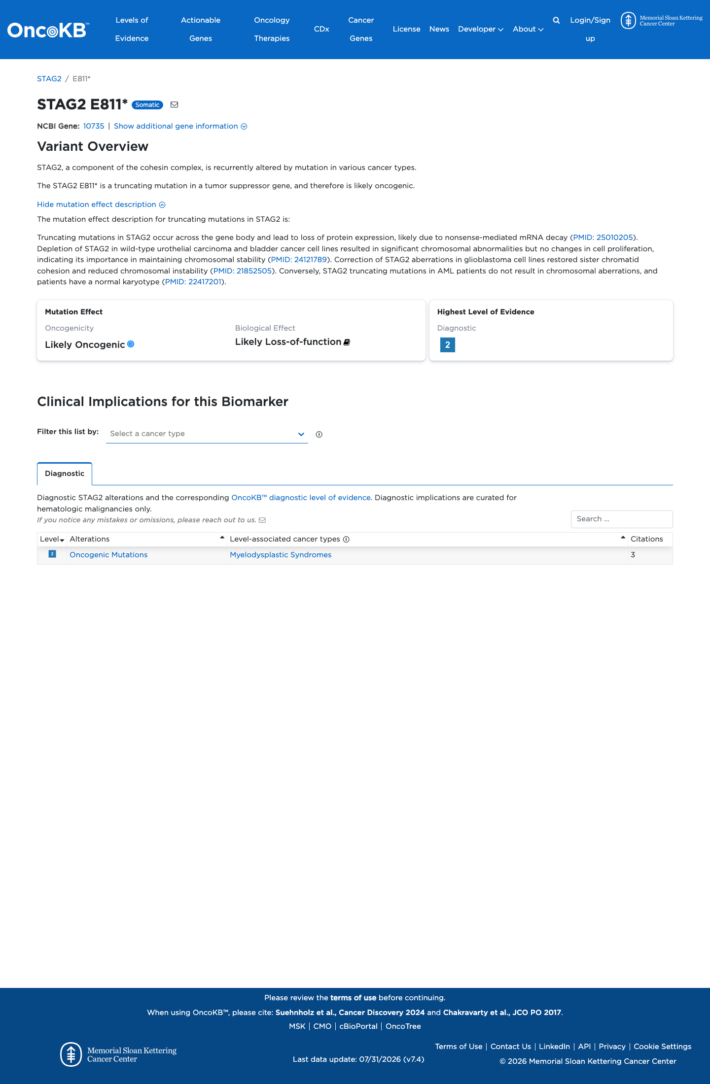 Functional / OncoKB screenshot
